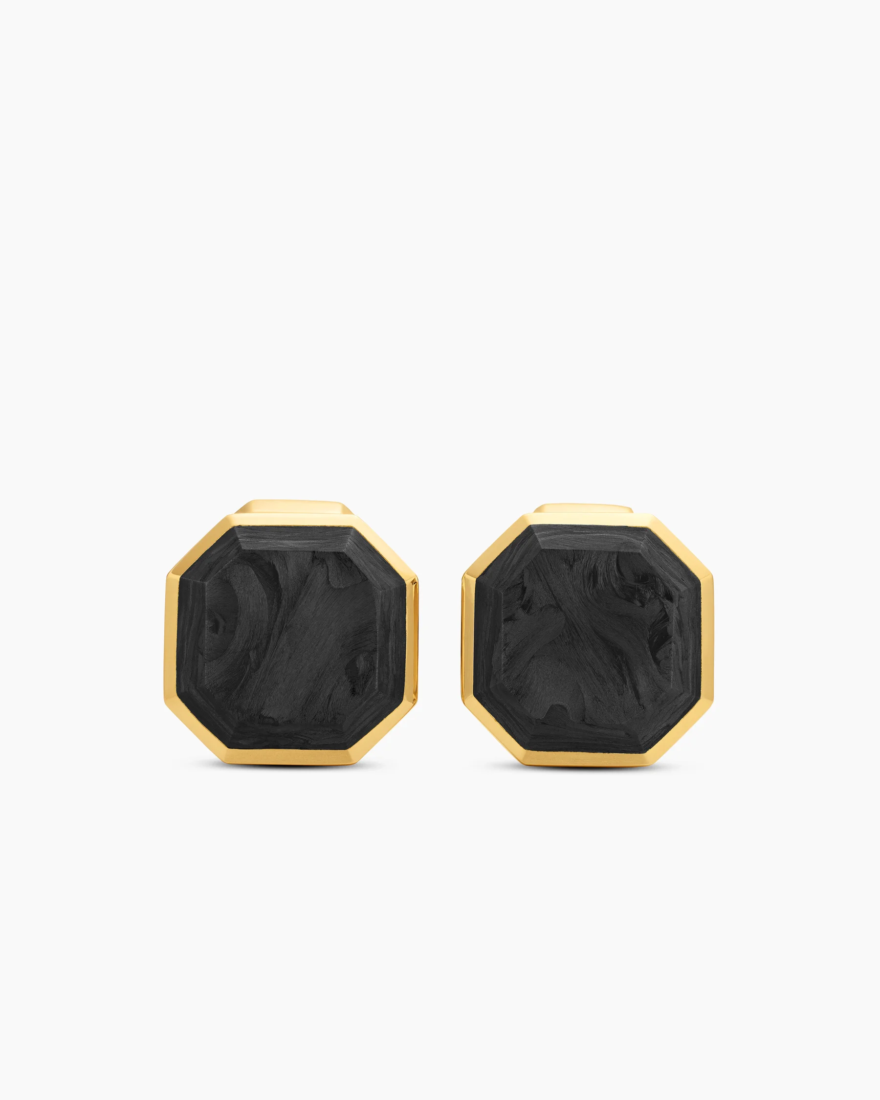 Streamline® Cufflinks in 18K Yellow Gold with Forged Carbon, 15mm