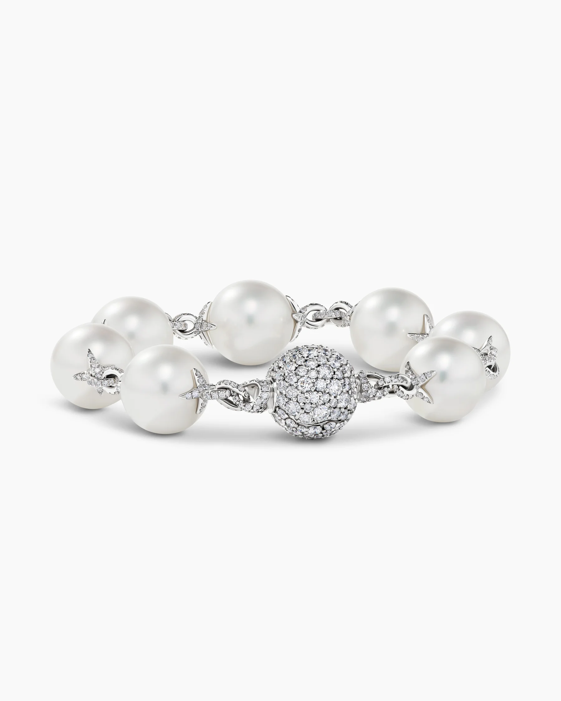 DY Lumina South Sea White Pearl Classic Bracelet in White Gold with Diamonds