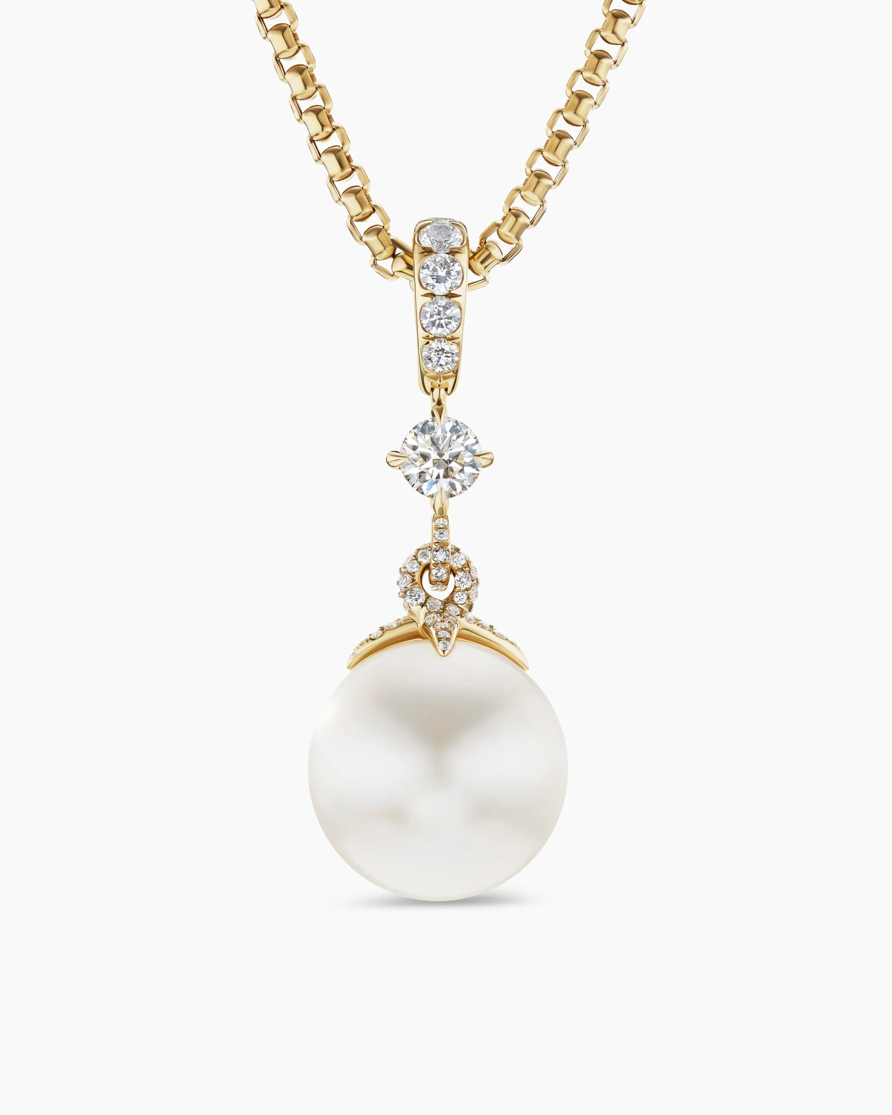 DY Lumina South Sea White Pearl Classic Pendant in White Gold with Diamonds