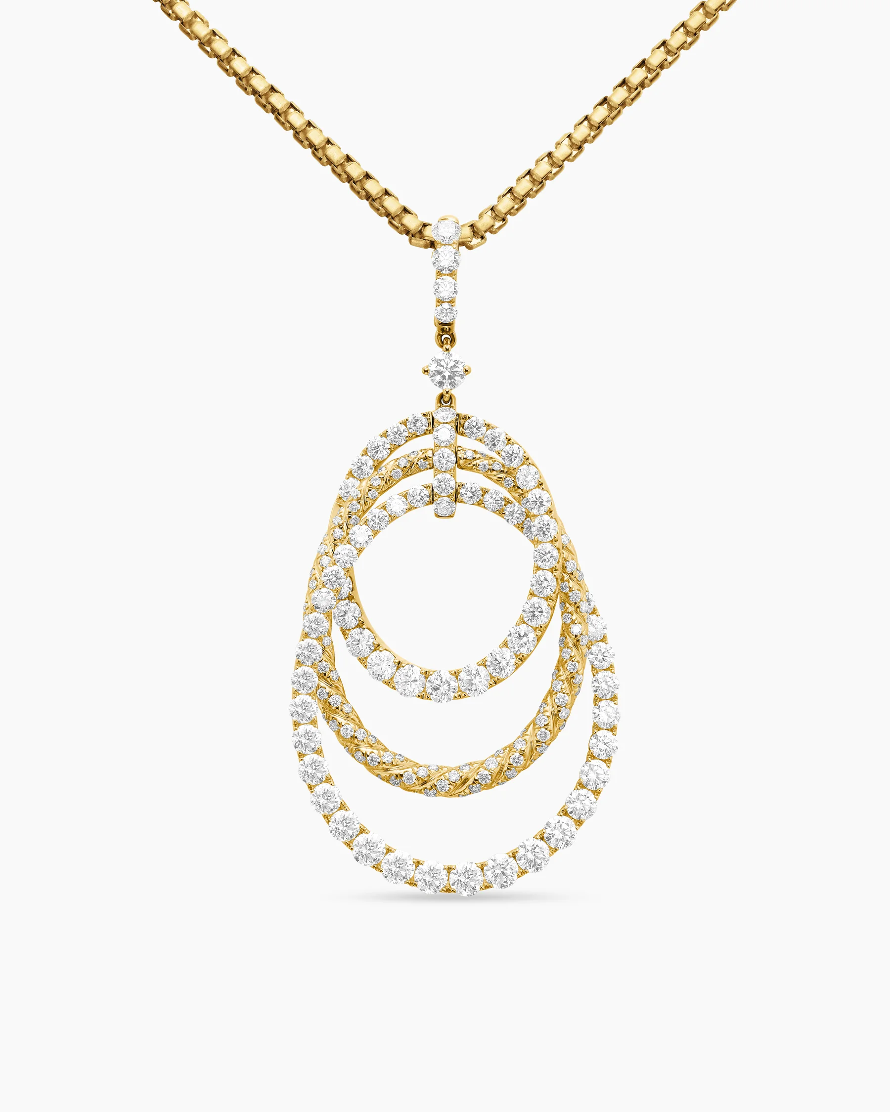 Floating Diamonds Drop Pendant in Yellow Gold