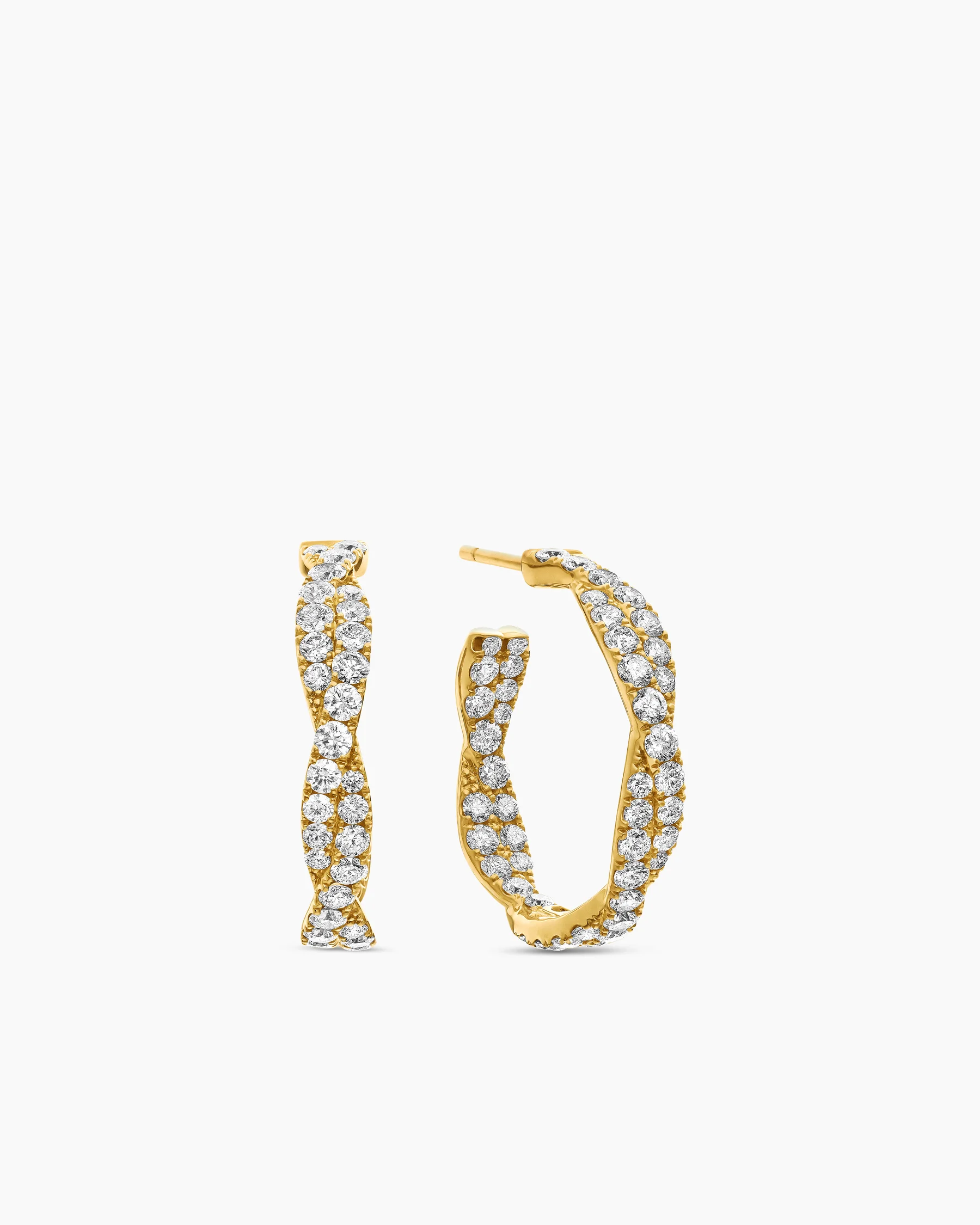 Floating Diamonds Hoop Earrings in White Gold