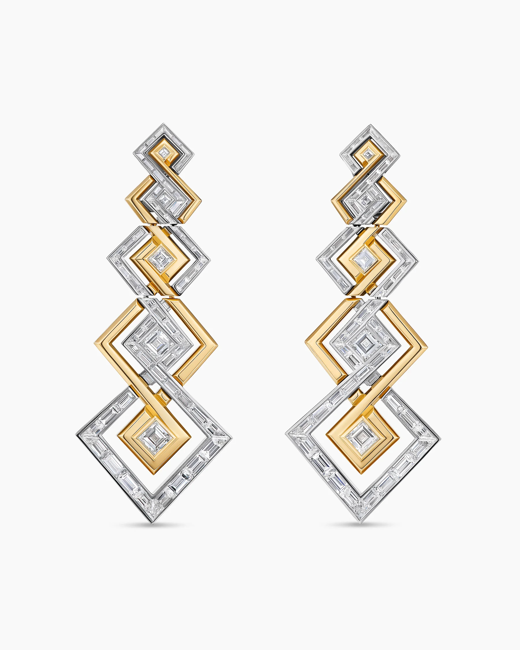 Stax Zig Zag Earrings in Gold with Diamonds