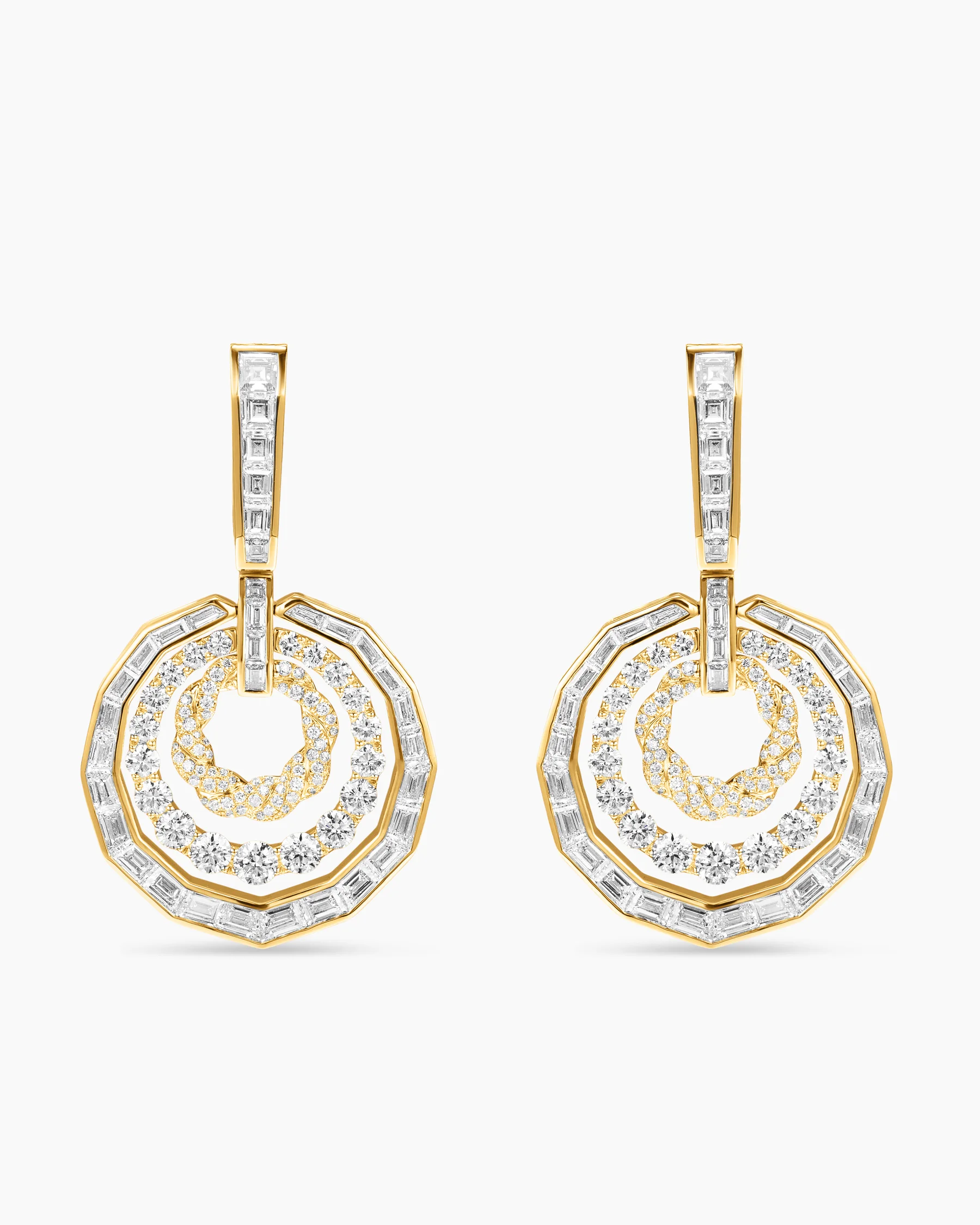 Stax Drop Earrings in Yellow Gold with Diamonds