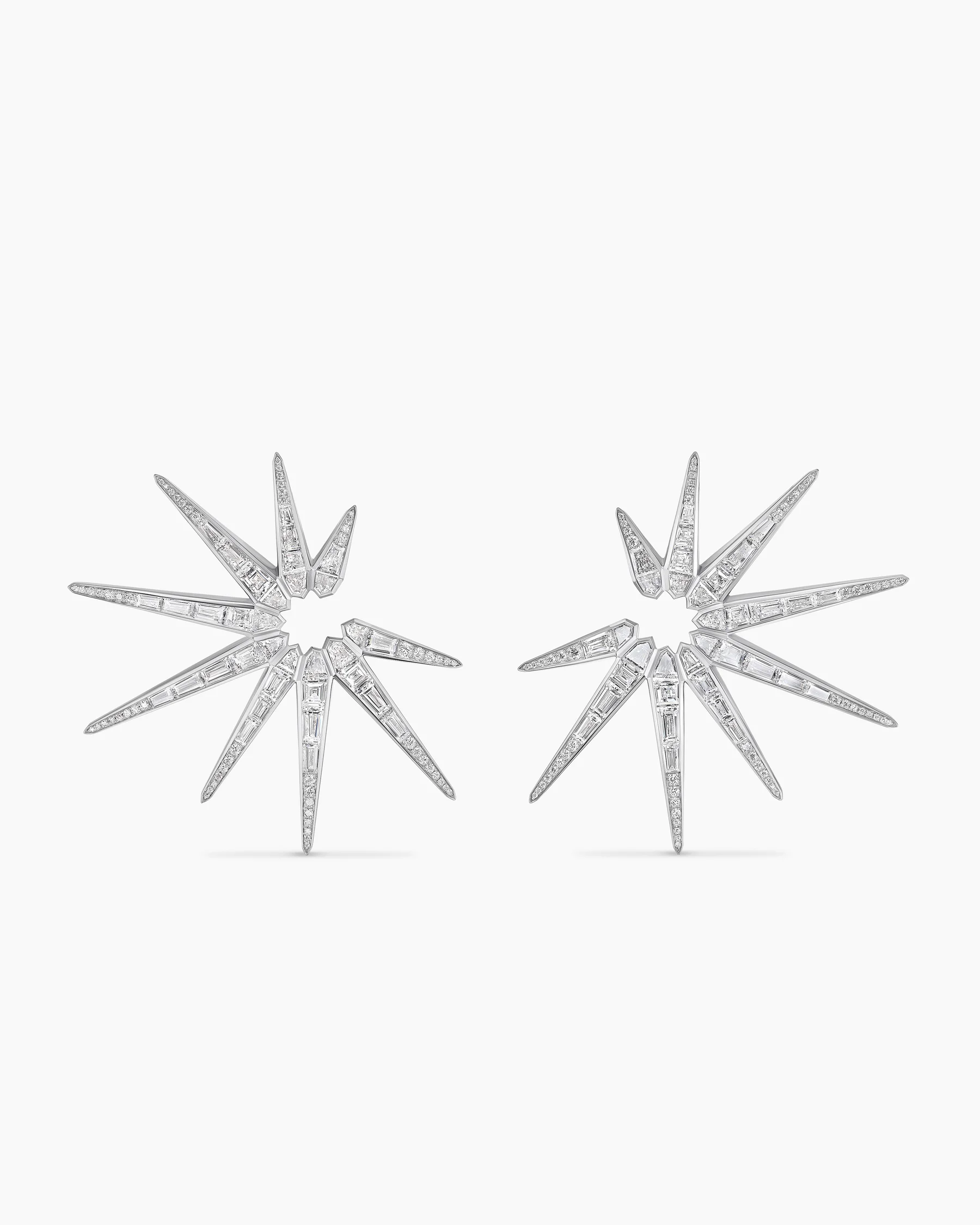 Liberty Bright Cut Hoop Earrings in White Gold with Diamonds