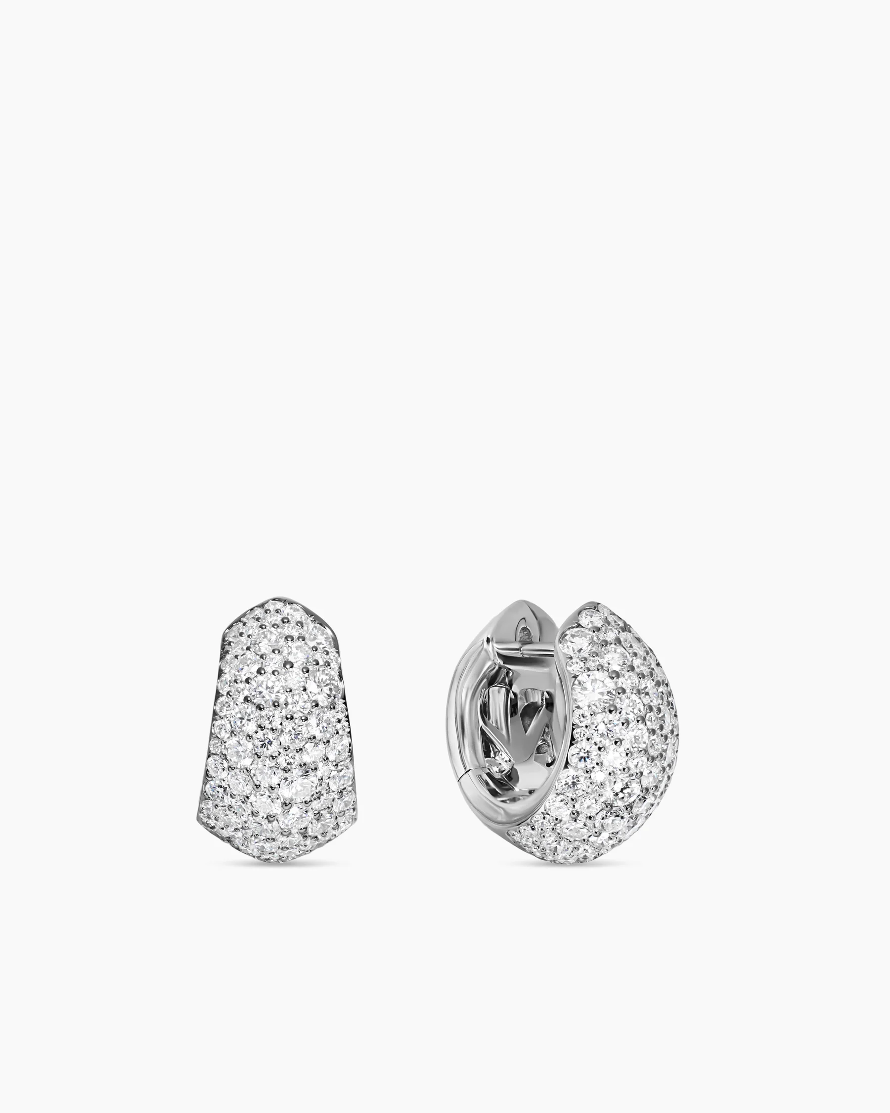 Mosaic Pavé Hoop Earrings in White Gold 13 Mosaic Pavé Hoop Earrings in White Gold