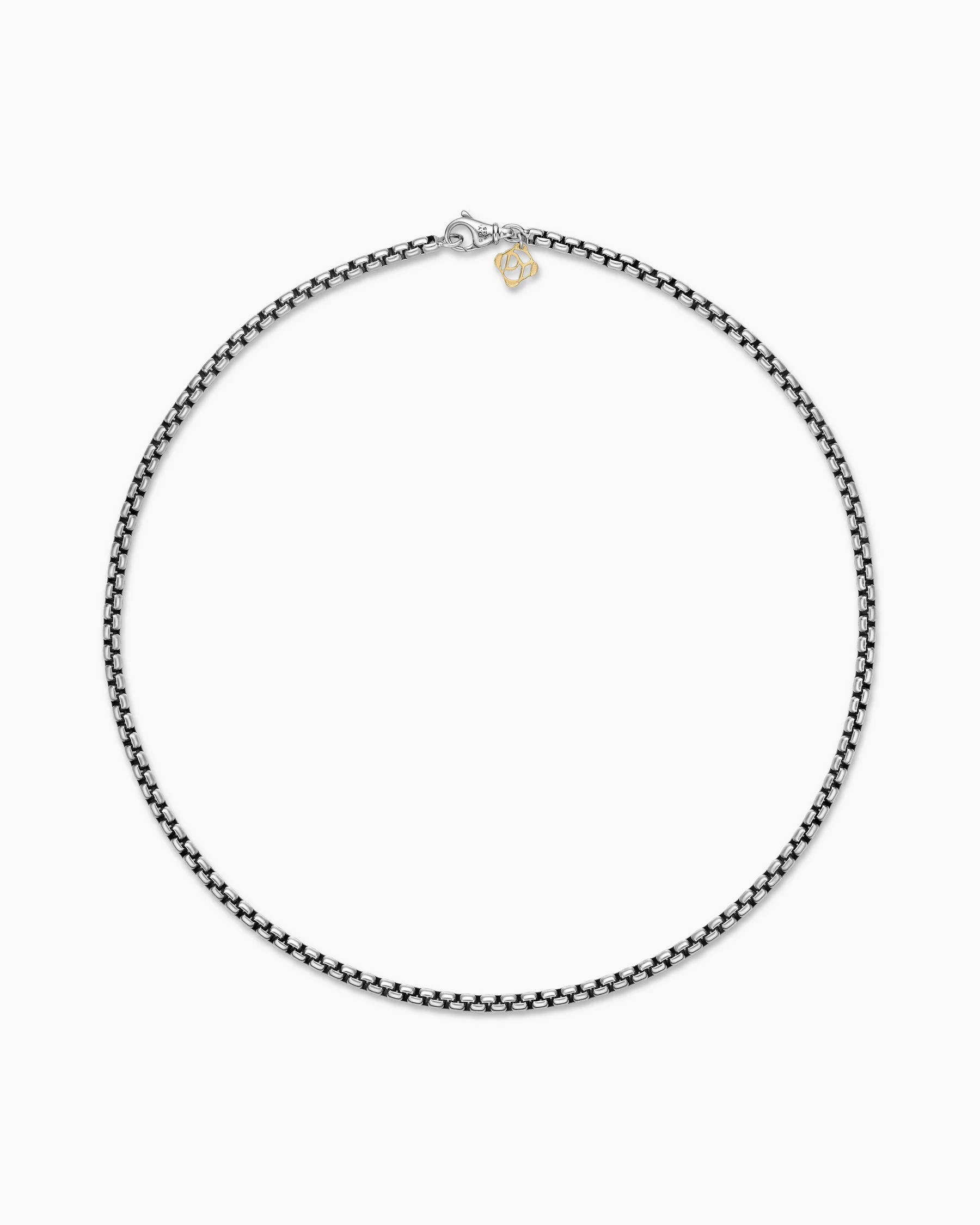 Box Chain Necklace in Sterling Silver with 14K Yellow Gold Accent, 3.6mm 4 Box Chain Necklace in Sterling Silver with 14K Yellow Gold Accent, 3.6mm