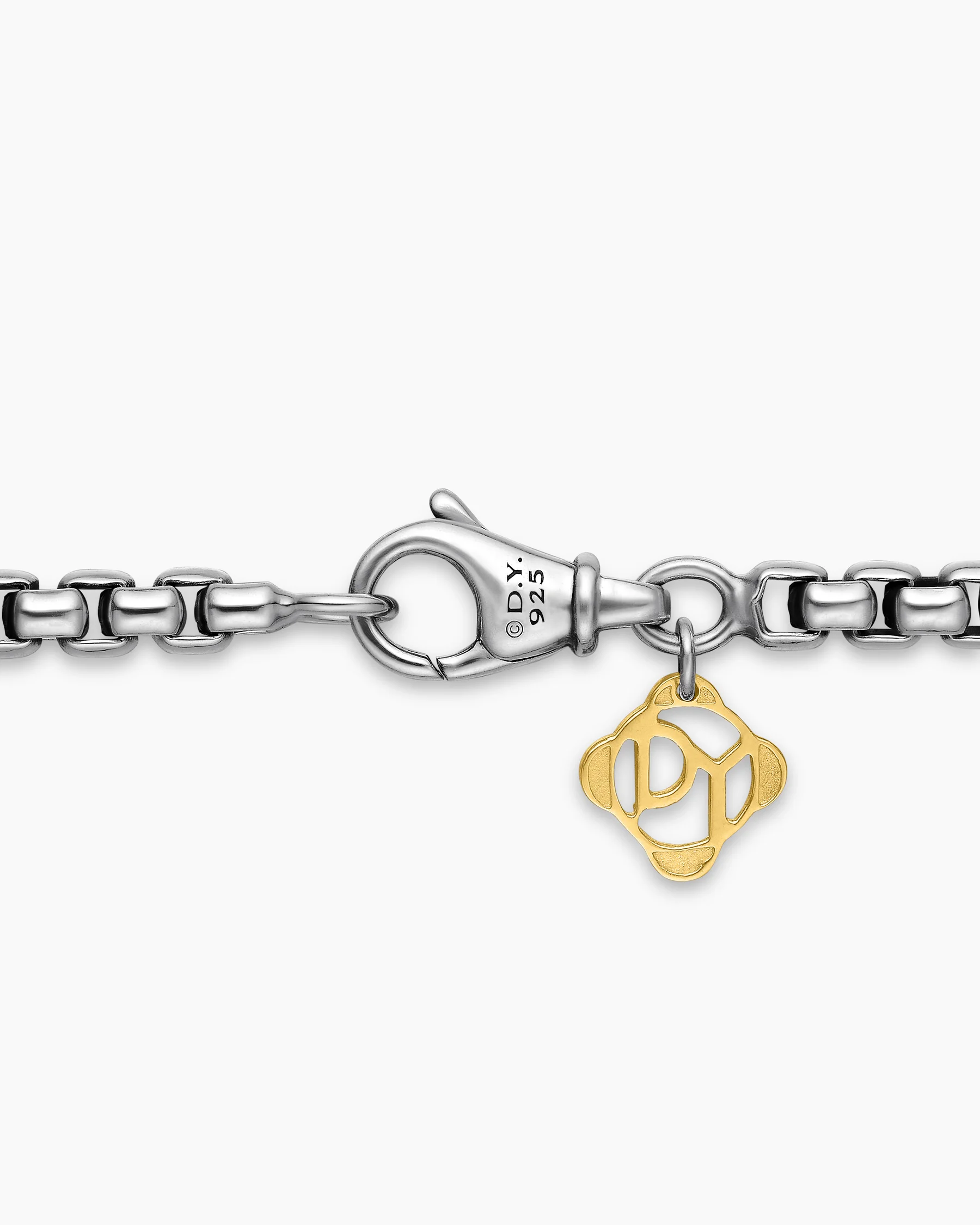 Box Chain Necklace in Sterling Silver with 14K Yellow Gold Accent, 3.6mm 5 Box Chain Necklace in Sterling Silver with 14K Yellow Gold Accent, 3.6mm