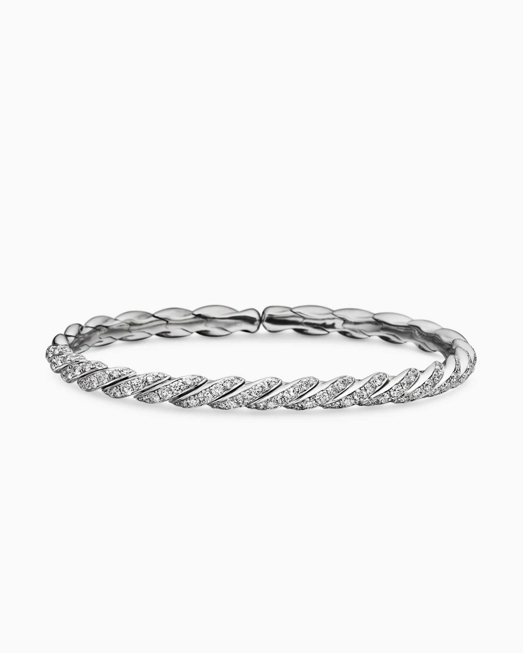 Sculpted Cable Flex® Bracelet in 18K White Gold with Diamonds, 5mm 11 Sculpted Cable Flex® Bracelet in 18K White Gold with Diamonds, 5mm