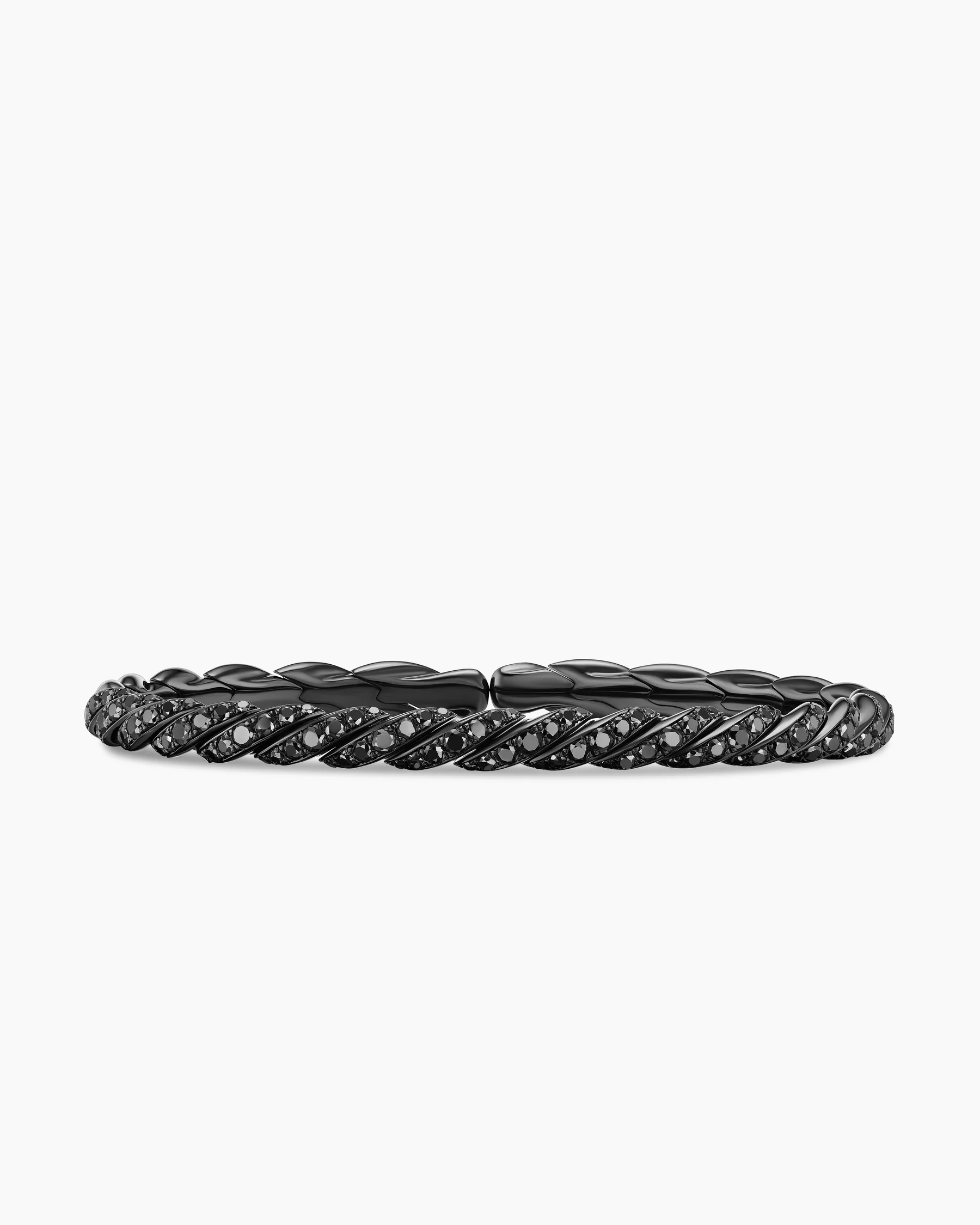 Sculpted Cable Flex® Bracelet in 18K White Gold with Diamonds, 5mm 16 Sculpted Cable Flex® Bracelet in 18K White Gold with Diamonds, 5mm