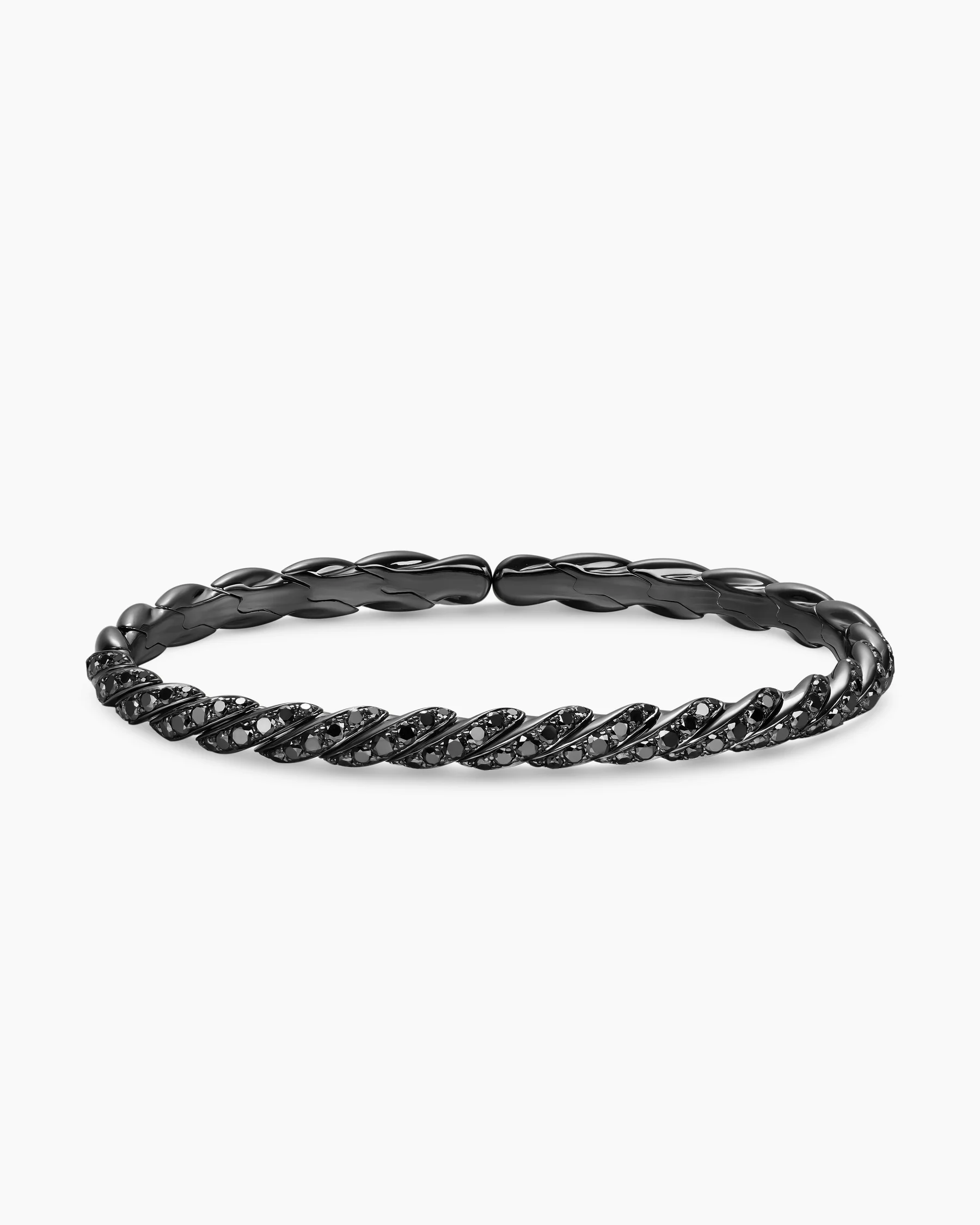 Sculpted Cable Flex® Bracelet in 18K White Gold with Diamonds, 5mm 19 Sculpted Cable Flex® Bracelet in 18K White Gold with Diamonds, 5mm