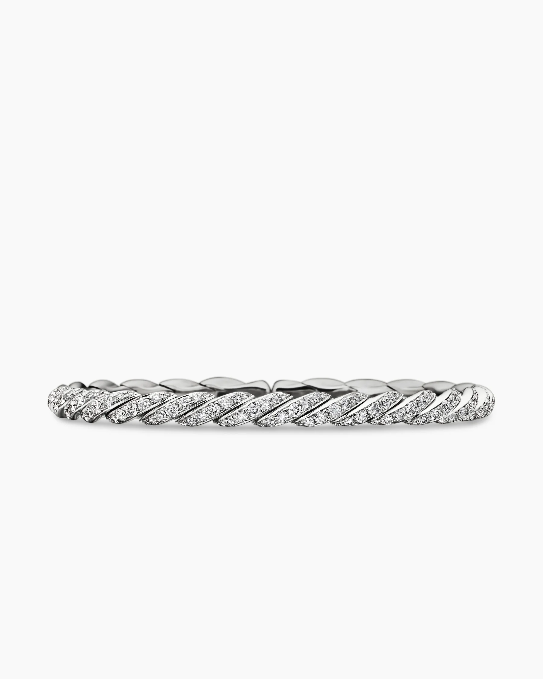 Sculpted Cable Flex® Bracelet in 18K White Gold with Diamonds, 5mm 8 Sculpted Cable Flex® Bracelet in 18K White Gold with Diamonds, 5mm