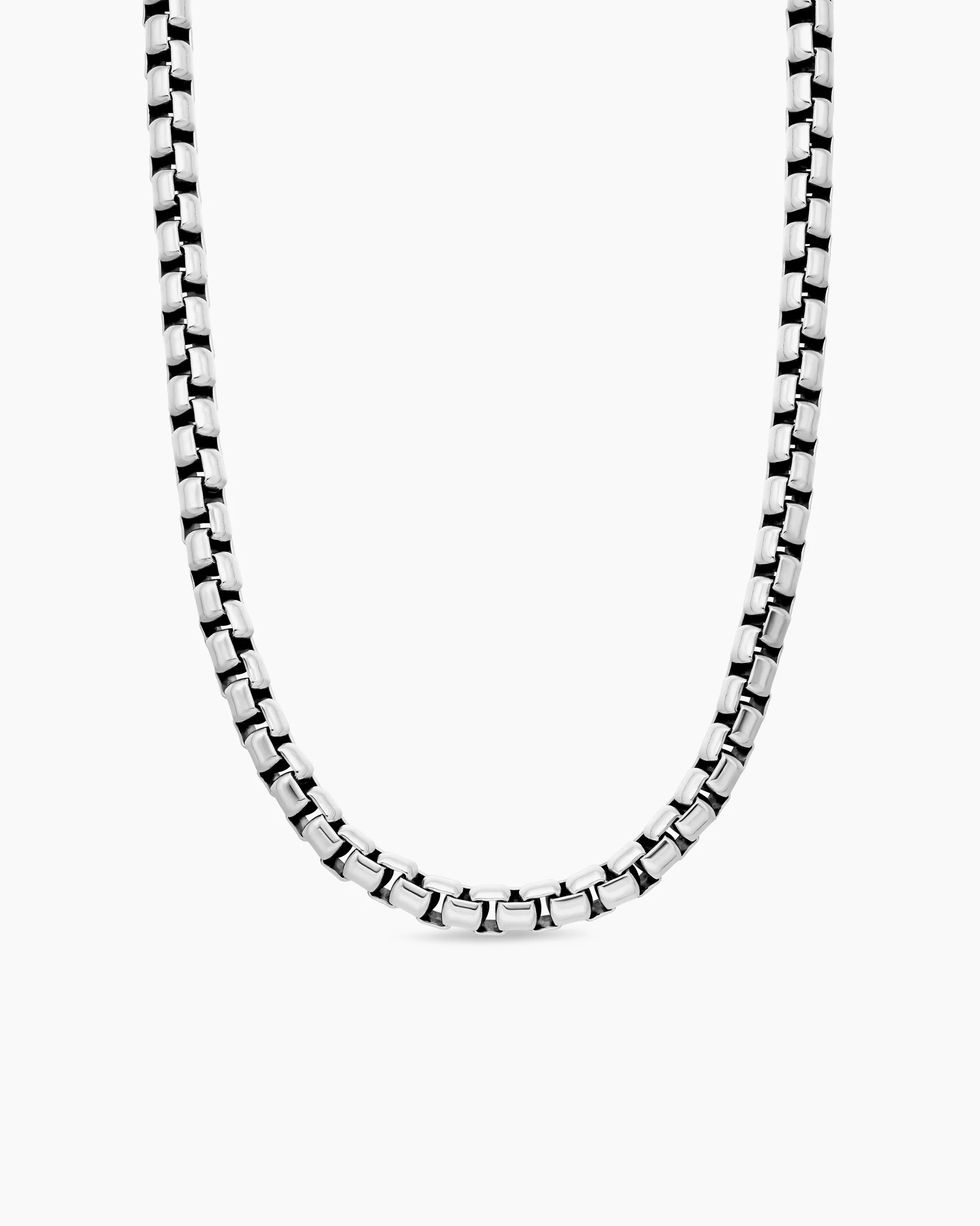 Box Chain Necklace with Stainless Steel and Sterling Silver, 7.3mm 13 Box Chain Necklace with Stainless Steel and Sterling Silver, 7.3mm