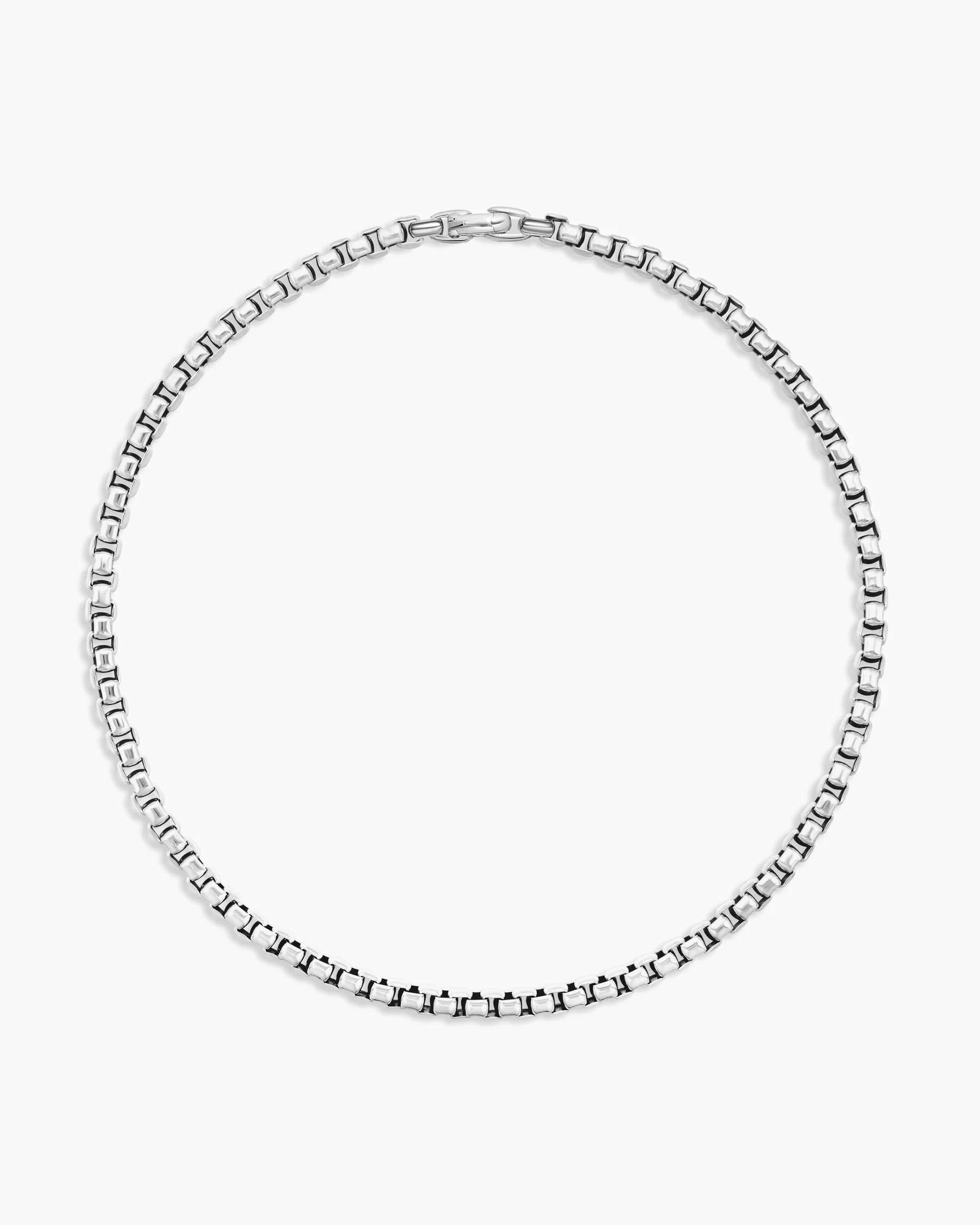 Box Chain Necklace with Stainless Steel and Sterling Silver, 7.3mm 16 Box Chain Necklace with Stainless Steel and Sterling Silver, 7.3mm