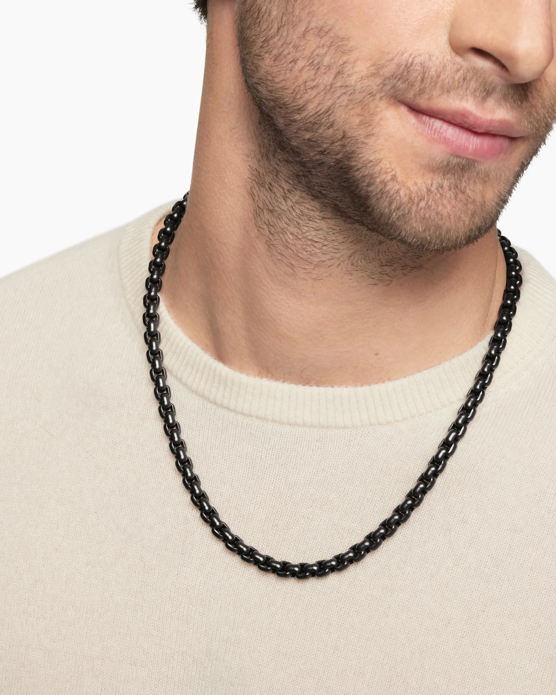 Box Chain Necklace with Stainless Steel and Sterling Silver, 7.3mm 7 Box Chain Necklace with Stainless Steel and Sterling Silver, 7.3mm