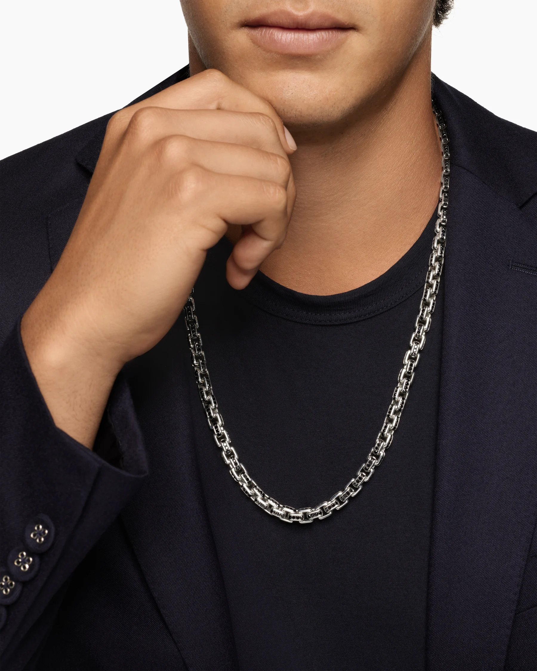Box Chain Necklace with Stainless Steel and Sterling Silver, 7.3mm 9 Box Chain Necklace with Stainless Steel and Sterling Silver, 7.3mm