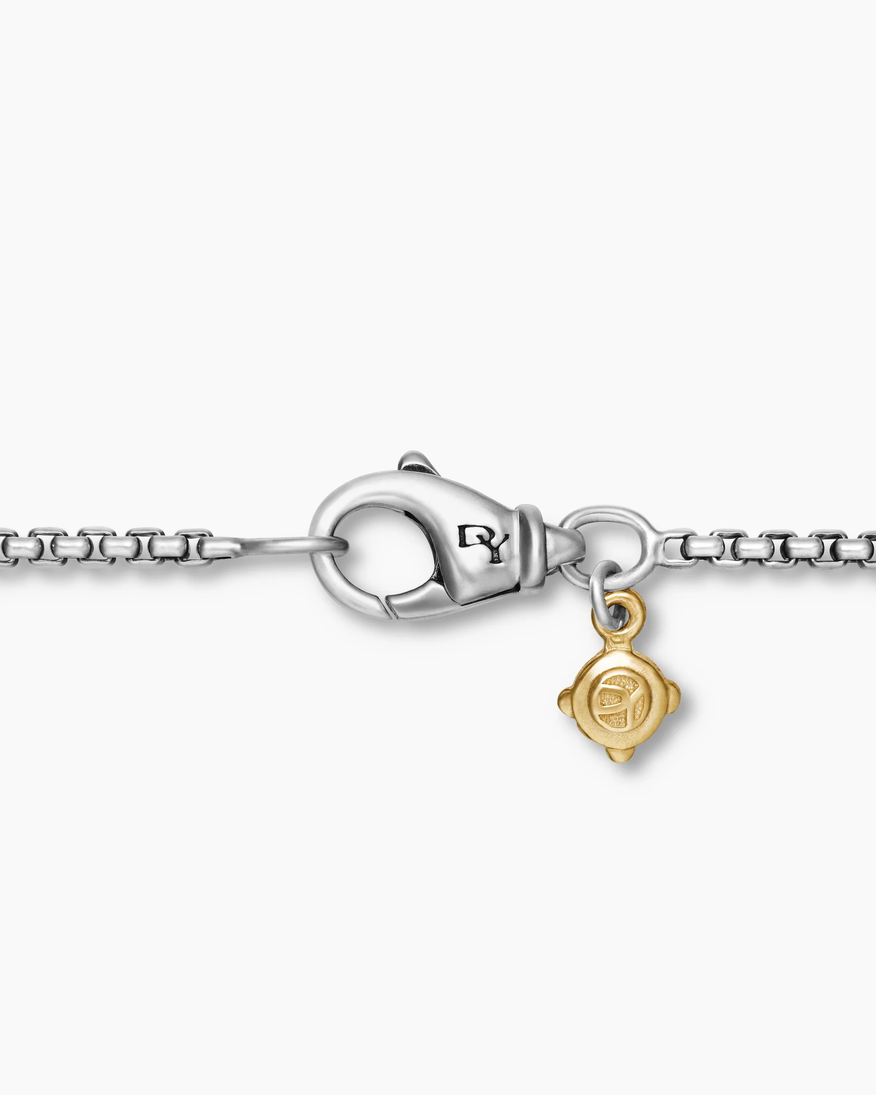 Box Chain Necklace in Sterling Silver with 14K Yellow Gold Accent, 1.7mm 10 Box Chain Necklace in Sterling Silver with 14K Yellow Gold Accent, 1.7mm