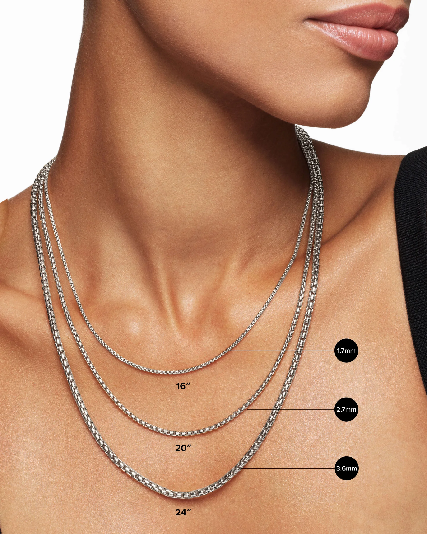 Box Chain Necklace in Sterling Silver with 14K Yellow Gold Accent, 1.7mm 11 Box Chain Necklace in Sterling Silver with 14K Yellow Gold Accent, 1.7mm