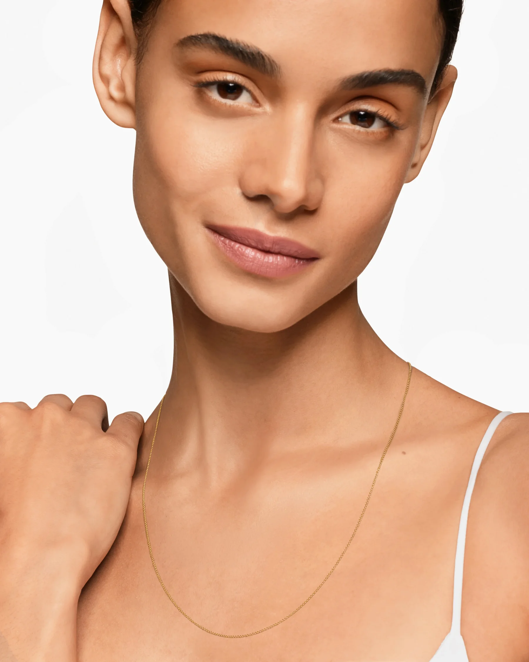 Box Chain Necklace in 18K Yellow Gold, 1mm