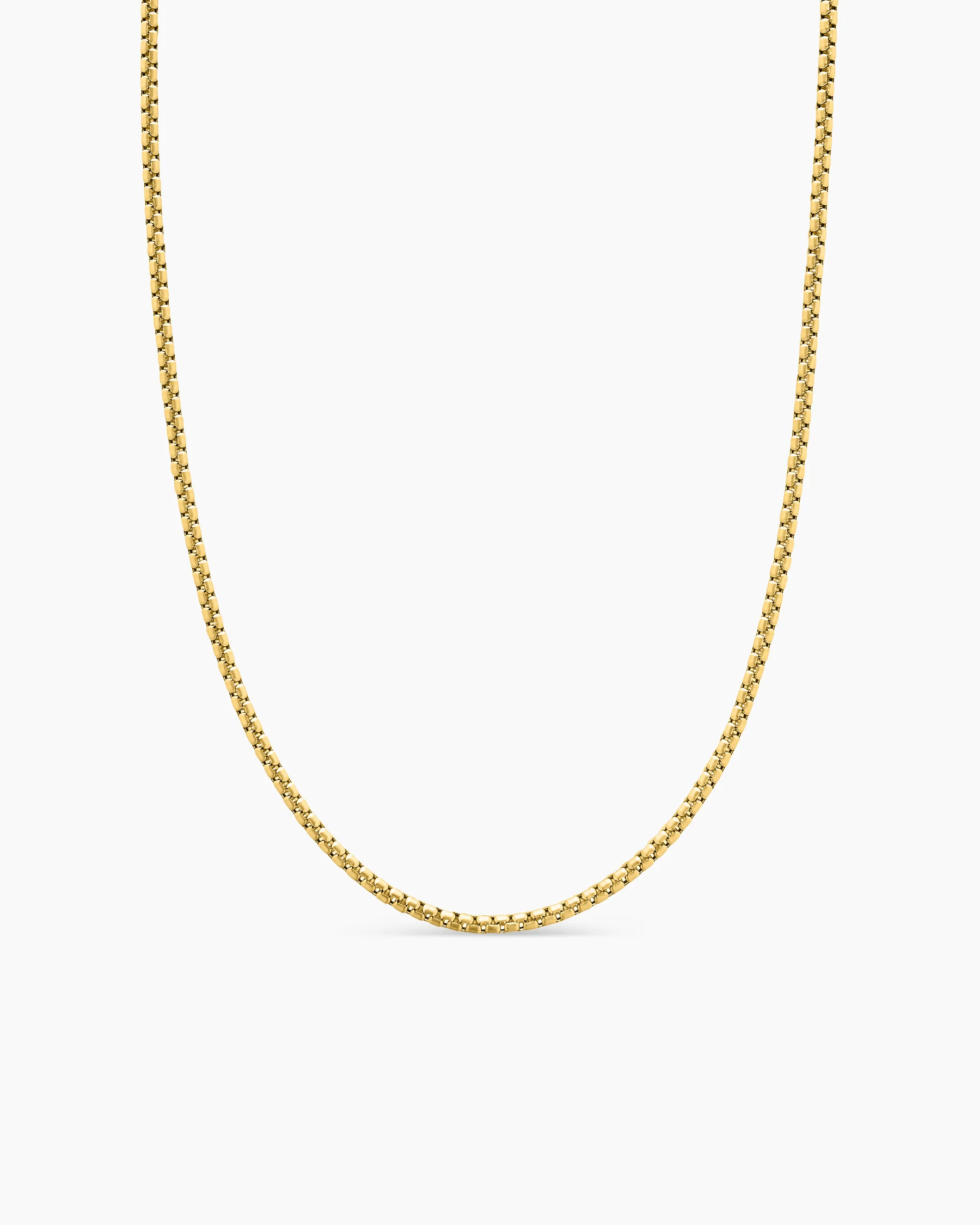 Box Chain Necklace in Brushed 18K Yellow Gold, 2.7mm