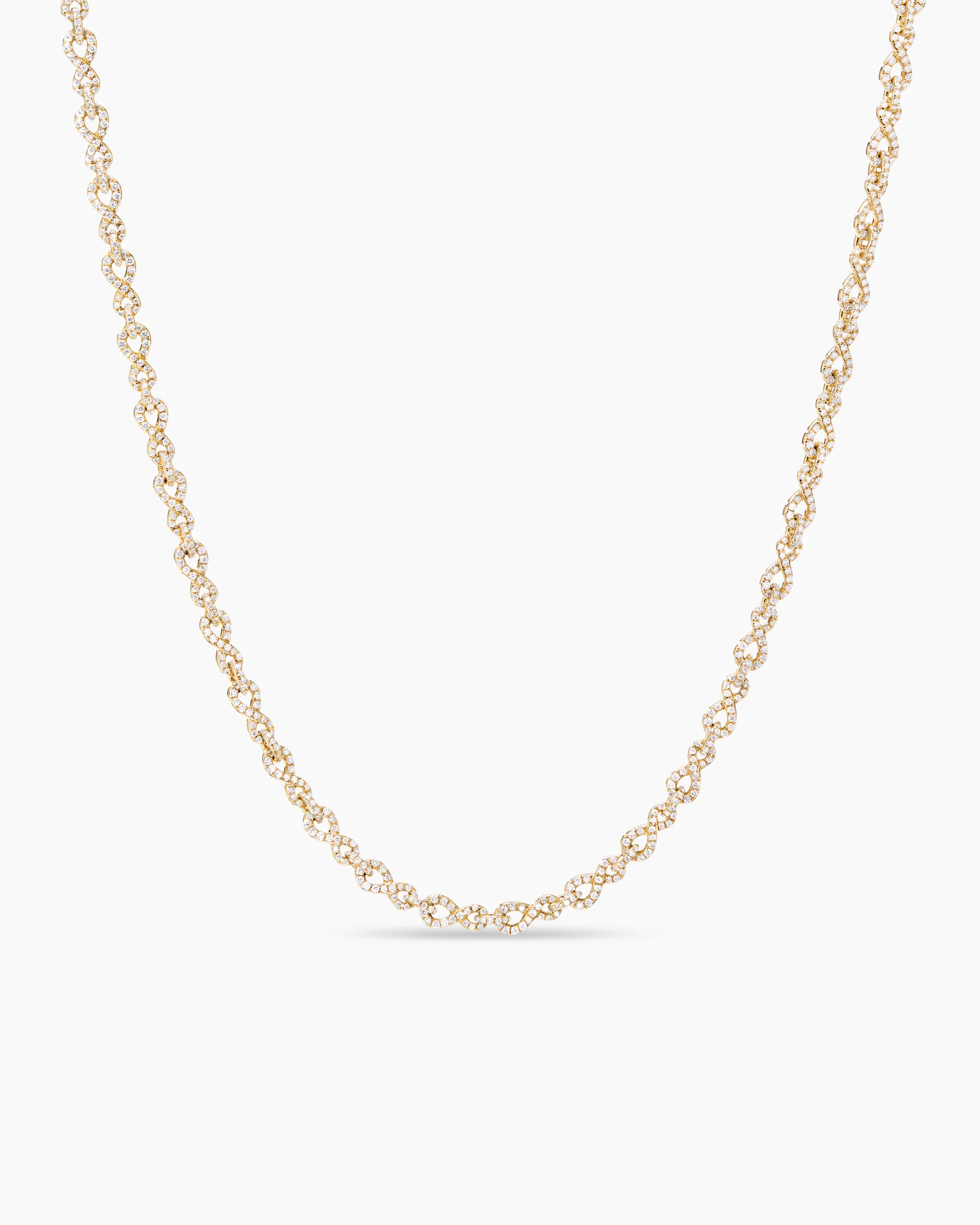 Pavé Infinity Twist Chain Necklace in White Gold with Diamonds 2 Pavé Infinity Twist Chain Necklace in White Gold with Diamonds