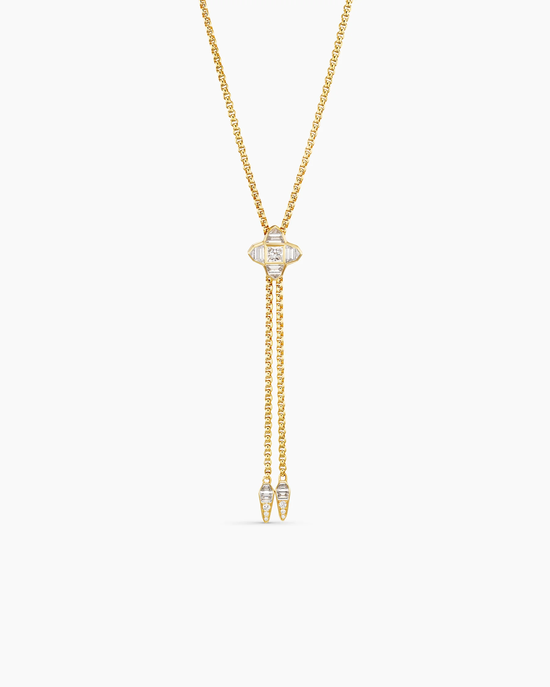 Pavé Chain Diamond Slider Necklace in Yellow Gold