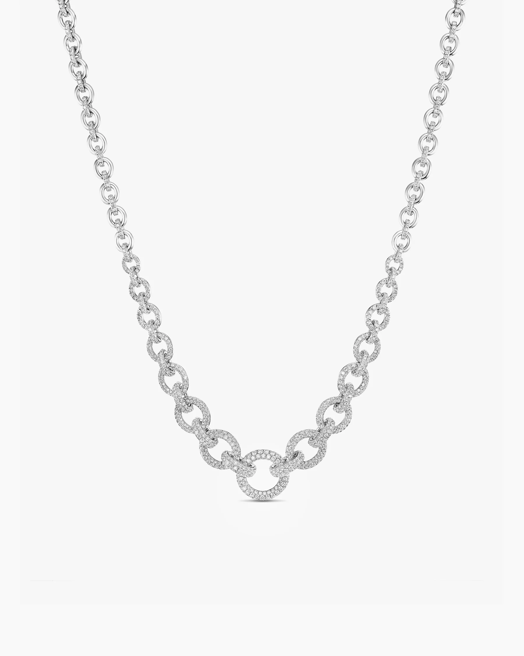 Pavé Chain Necklace in White Gold with Diamonds