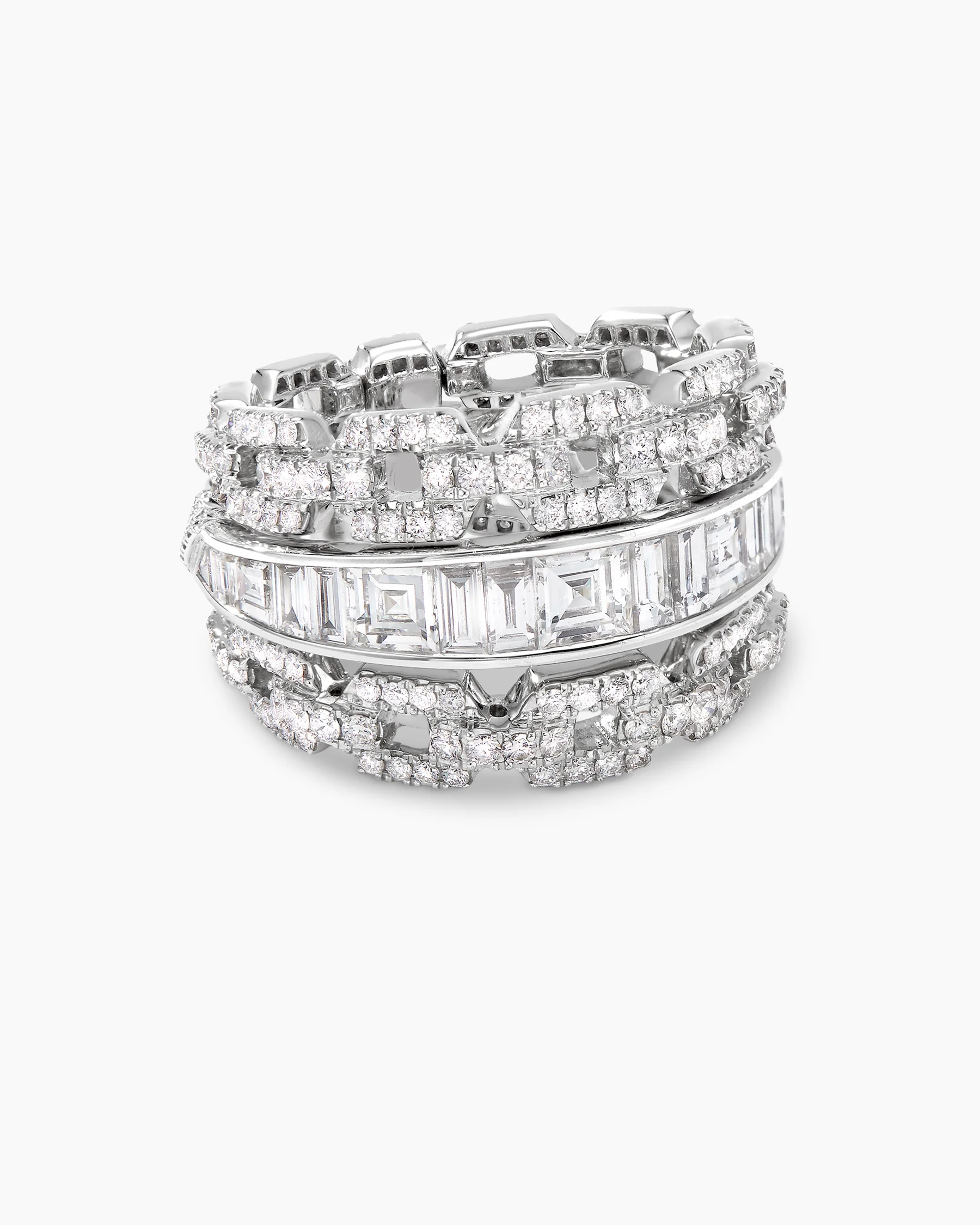 Stax Three Row Ring in Yellow Gold with Diamonds 2 Stax Three Row Ring in Yellow Gold with Diamonds