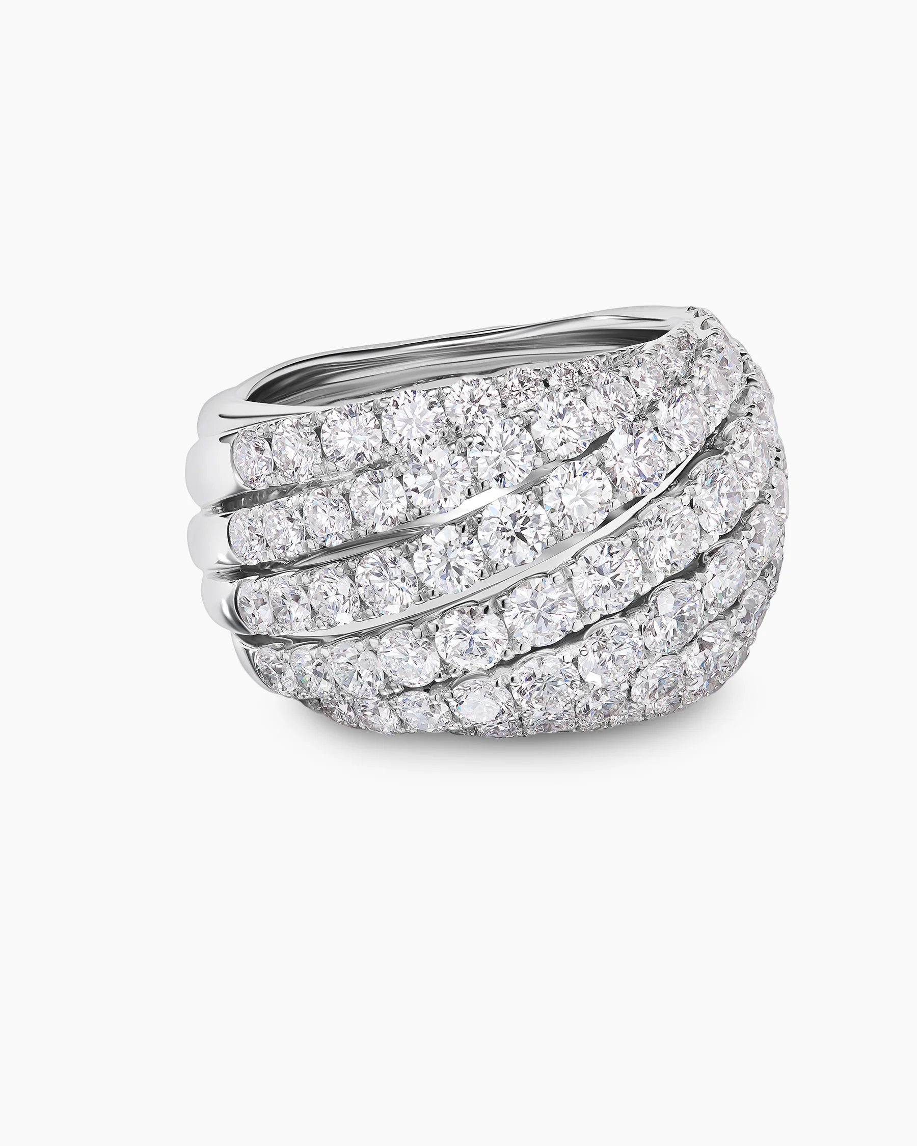 Floating Diamonds Ring in White Gold