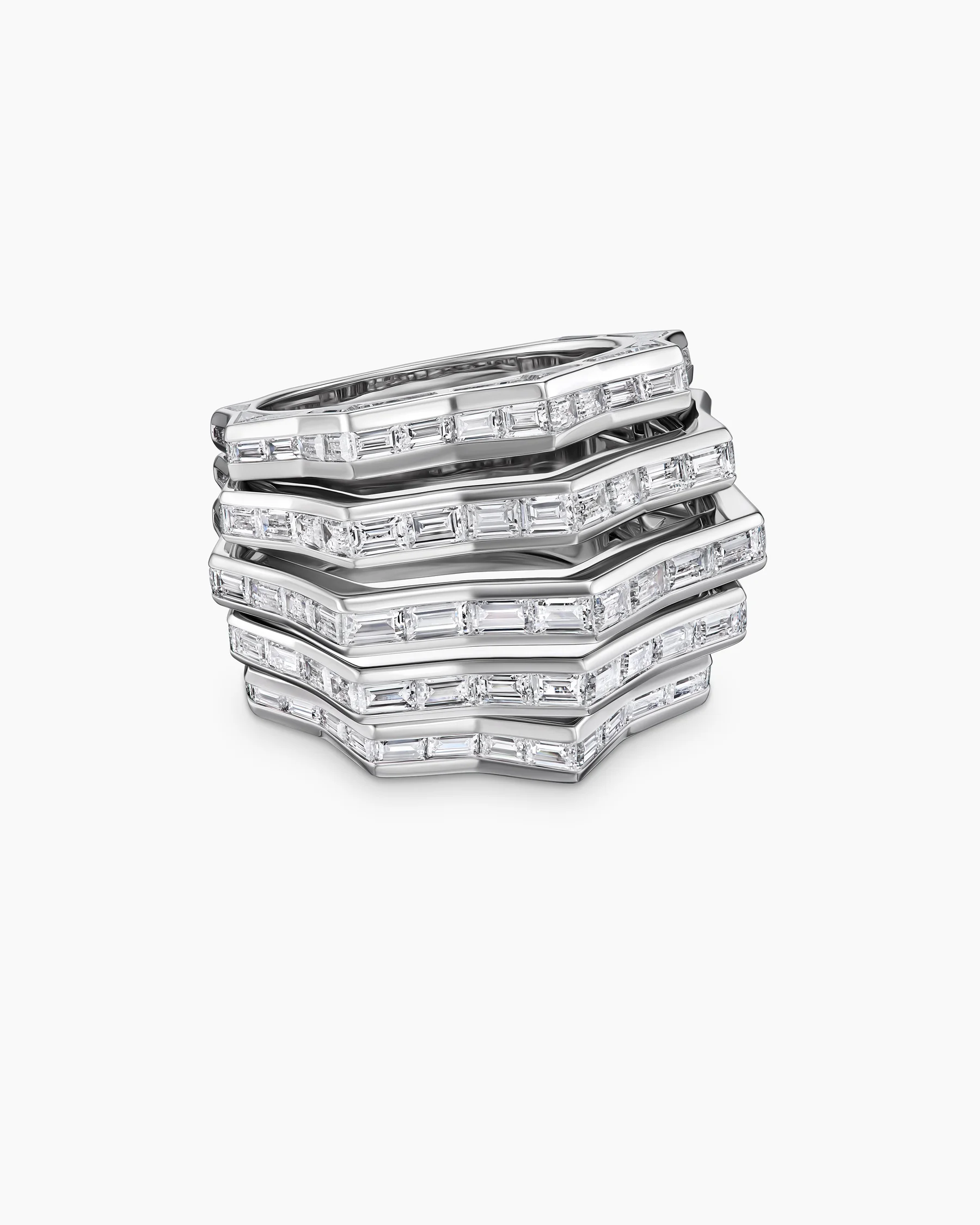 Stax Multi Row Ring in White Gold with Diamonds