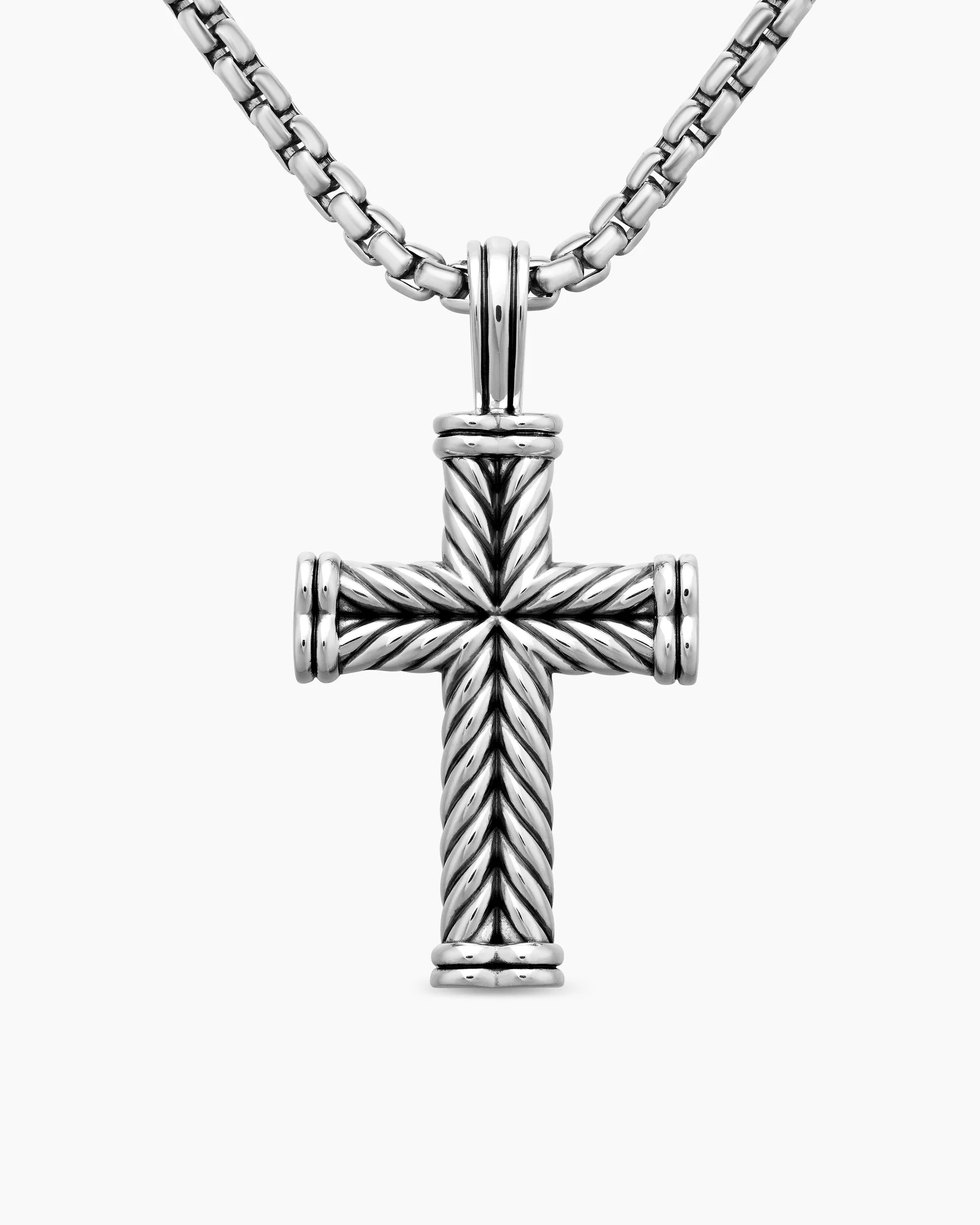 Chevron Cross Pendant in Sterling Silver, 40mm 55 Chevron Cross Pendant in Sterling Silver, 40mm