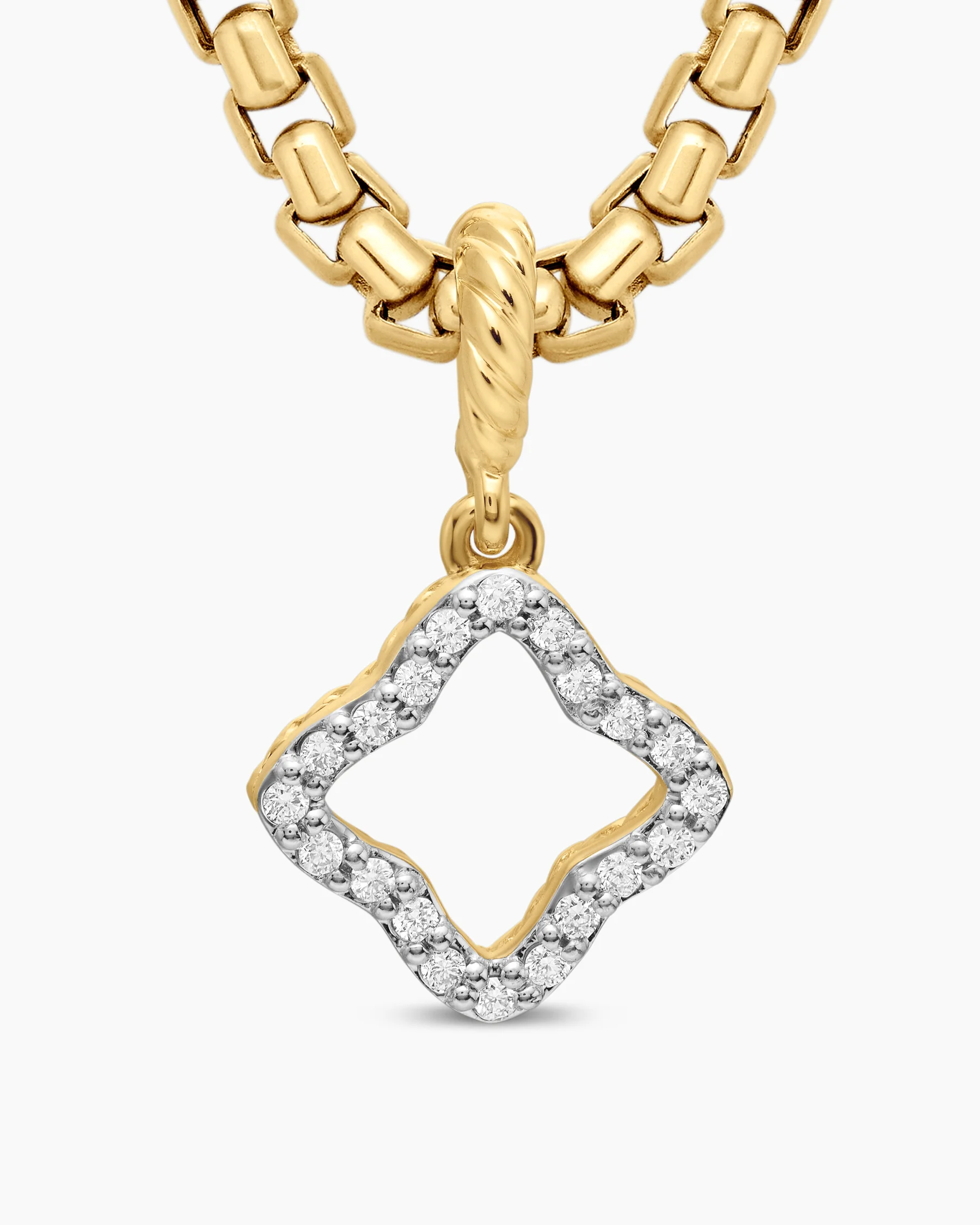 Quatrefoil Amulet in 18K Yellow Gold with Diamonds, 11mm 5 Quatrefoil Amulet in 18K Yellow Gold with Diamonds, 11mm