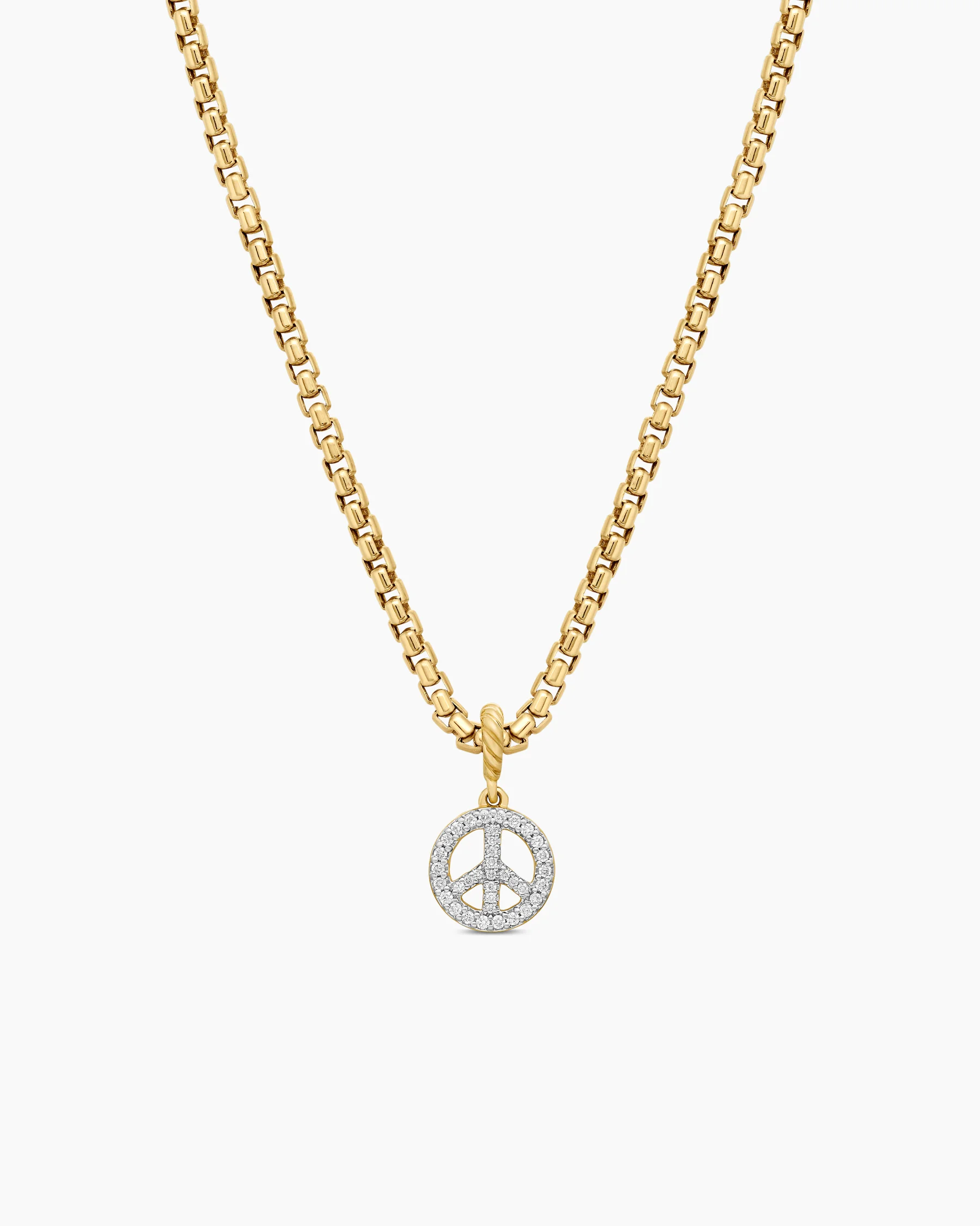 Peace Sign Amulet in 18K Yellow Gold with Diamonds, 11mm 14 Peace Sign Amulet in 18K Yellow Gold with Diamonds, 11mm