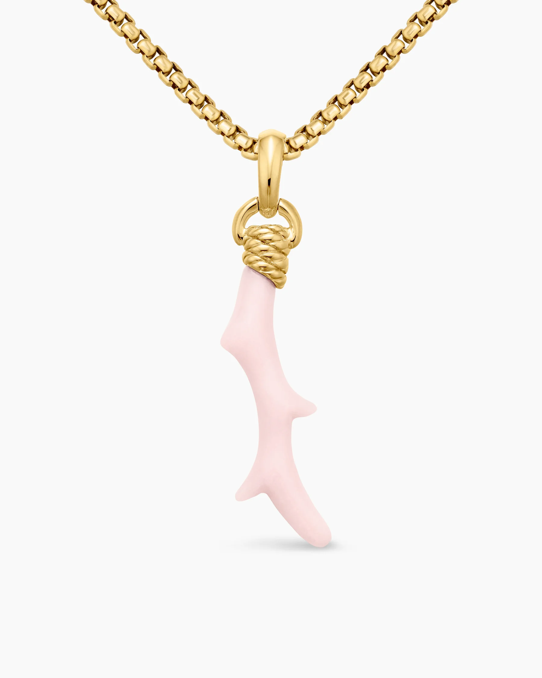 Coral Amulet with Pink Opal and 18K Yellow Gold, 31mm
