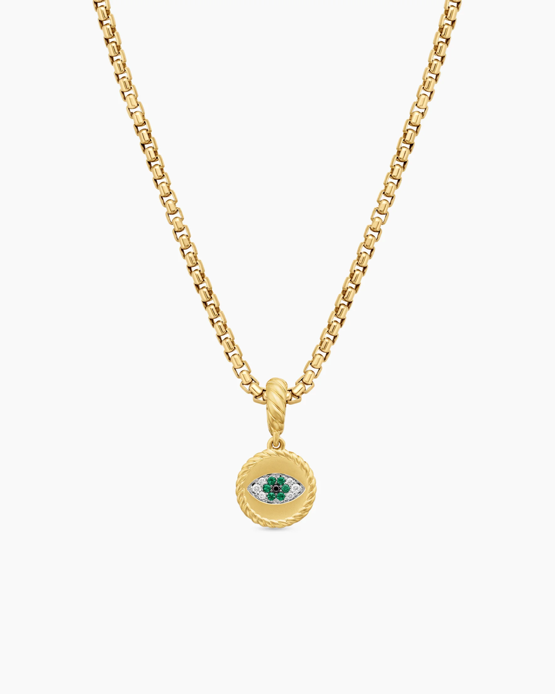 Evil Eye Amulet in 18K Yellow Gold with Pavé Blue Sapphires and Diamonds, 11mm 1 Evil Eye Amulet in 18K Yellow Gold with Pavé Blue Sapphires and Diamonds, 11mm