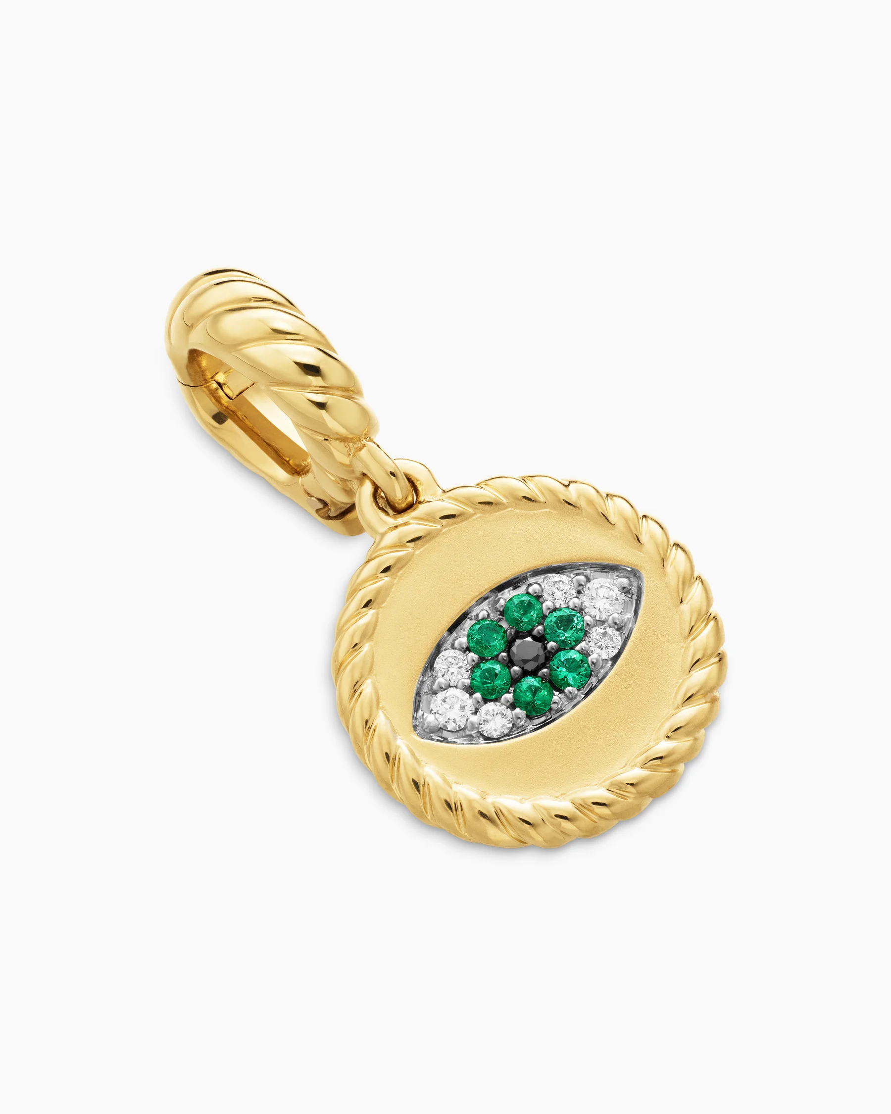 Evil Eye Amulet in 18K Yellow Gold with Pavé Blue Sapphires and Diamonds, 11mm 3 Evil Eye Amulet in 18K Yellow Gold with Pavé Blue Sapphires and Diamonds, 11mm