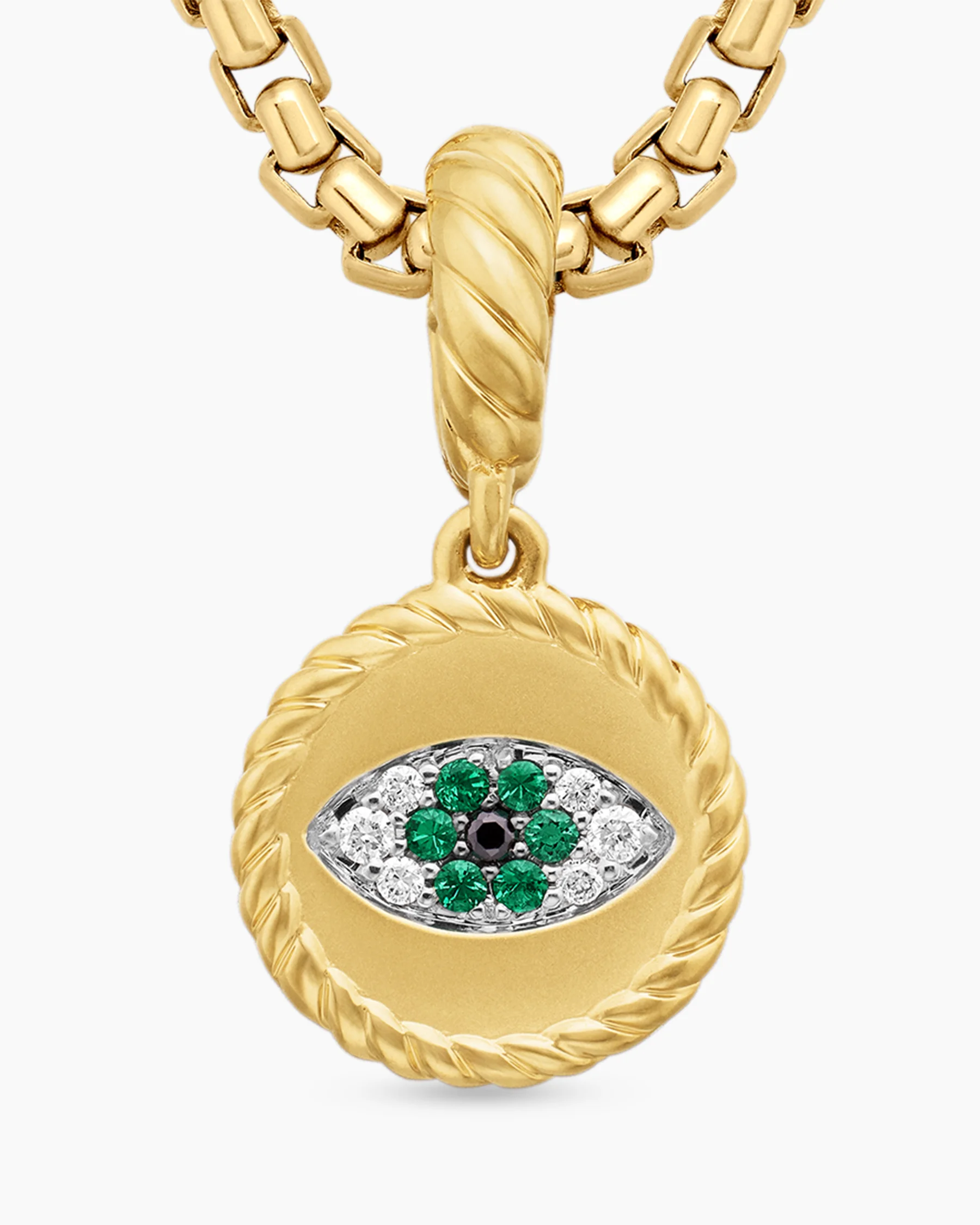 Evil Eye Amulet in 18K Yellow Gold with Pavé Blue Sapphires and Diamonds, 11mm 5 Evil Eye Amulet in 18K Yellow Gold with Pavé Blue Sapphires and Diamonds, 11mm