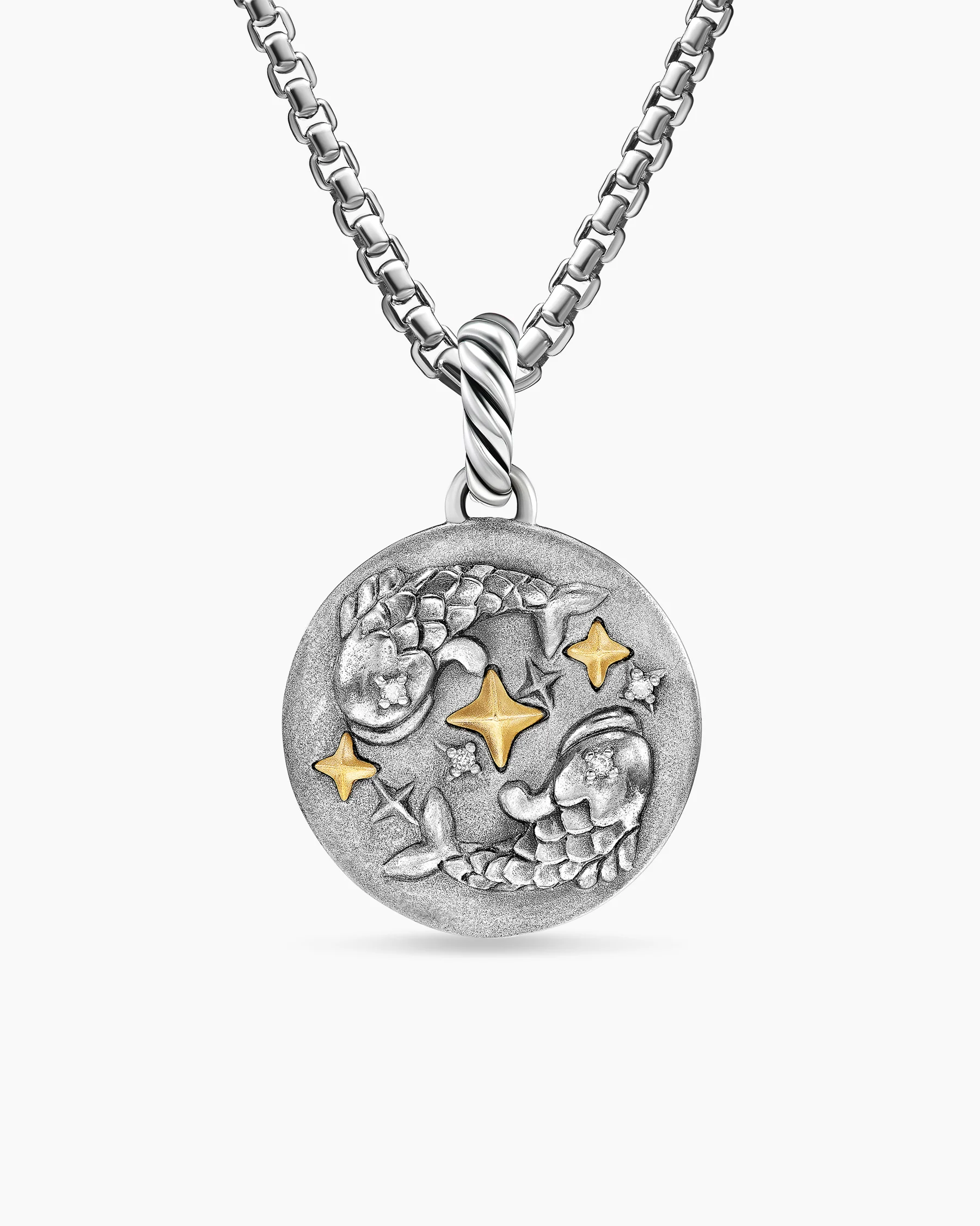 Pisces Amulet in 18K Yellow Gold with Diamonds, 19mm