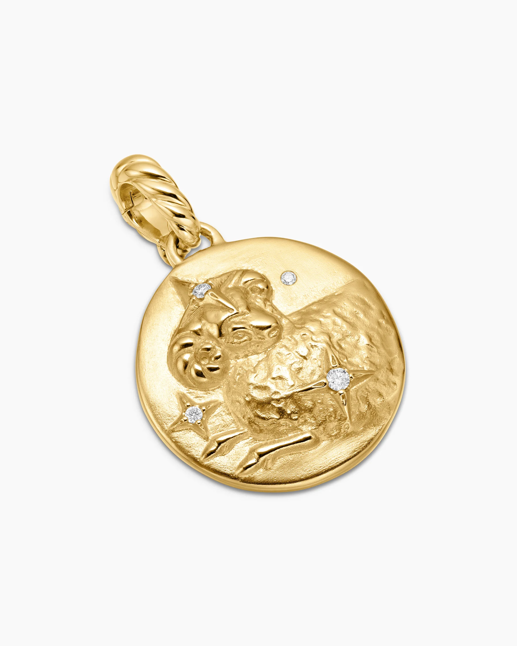 Aries Amulet in Sterling Silver with 18K Yellow Gold and Diamonds, 19mm 3 Aries Amulet in Sterling Silver with 18K Yellow Gold and Diamonds, 19mm