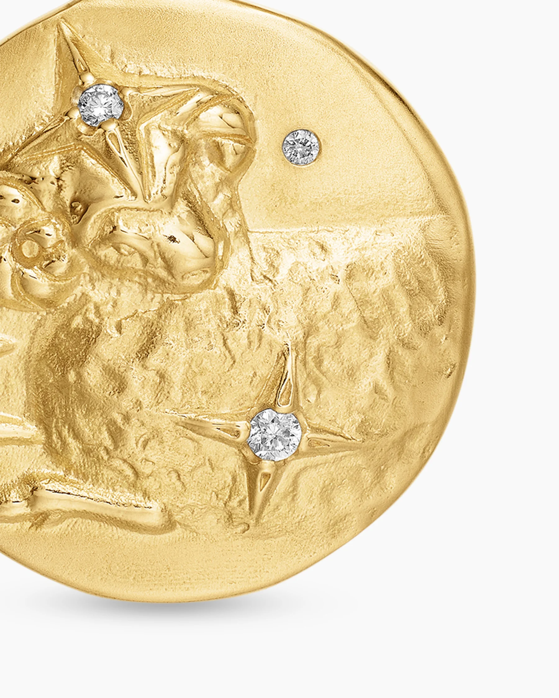 Aries Amulet in Sterling Silver with 18K Yellow Gold and Diamonds, 19mm 5 Aries Amulet in Sterling Silver with 18K Yellow Gold and Diamonds, 19mm