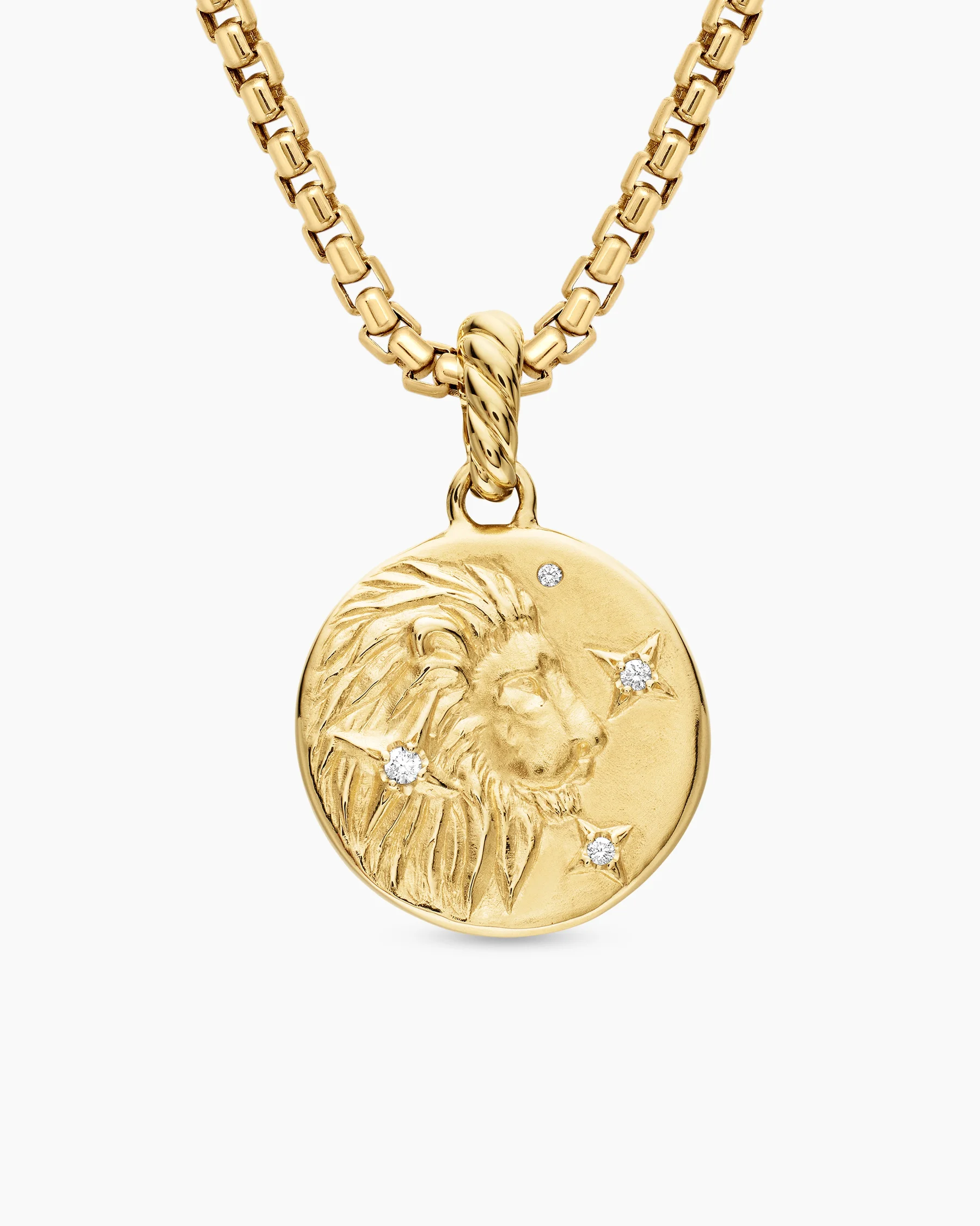 Leo Amulet in Sterling Silver with 18K Yellow Gold and Diamonds, 19mm 26 Leo Amulet in Sterling Silver with 18K Yellow Gold and Diamonds, 19mm