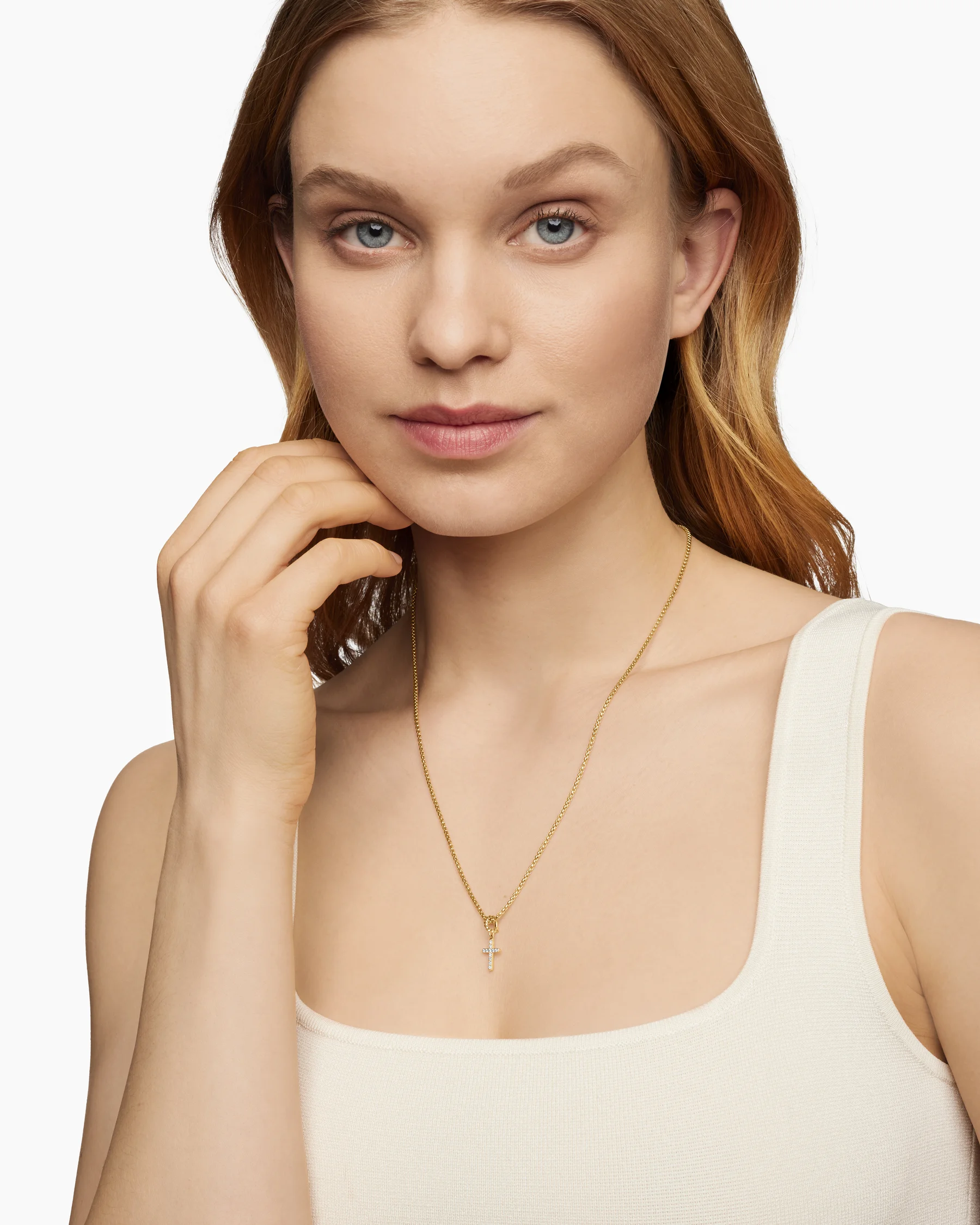 Cable Collectibles® Cross Amulet in 18K Yellow Gold with Diamonds, 11.4mm 2 Cable Collectibles® Cross Amulet in 18K Yellow Gold with Diamonds, 11.4mm
