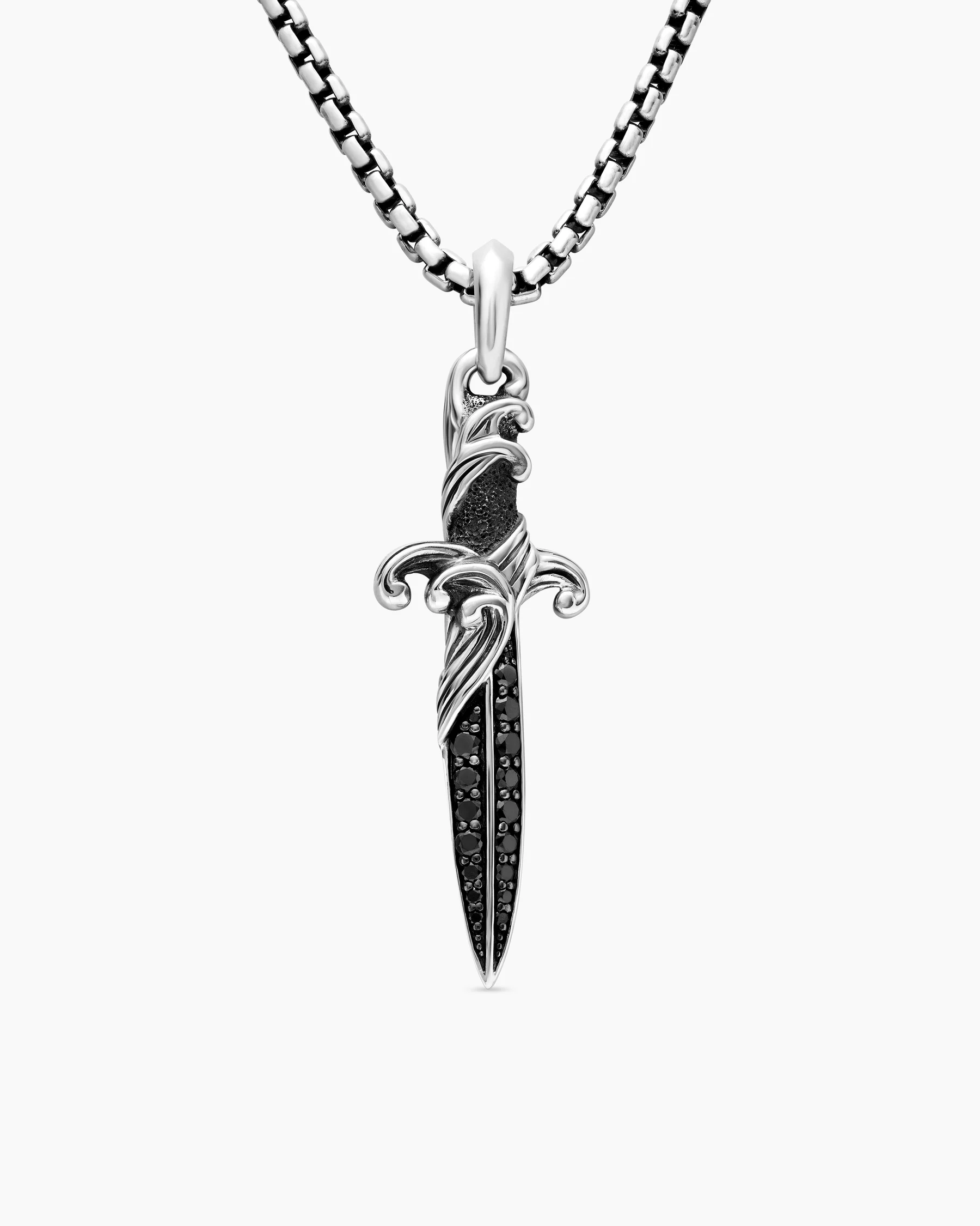 Waves Dagger Amulet in 18K Yellow Gold with Cognac Diamonds, 44mm