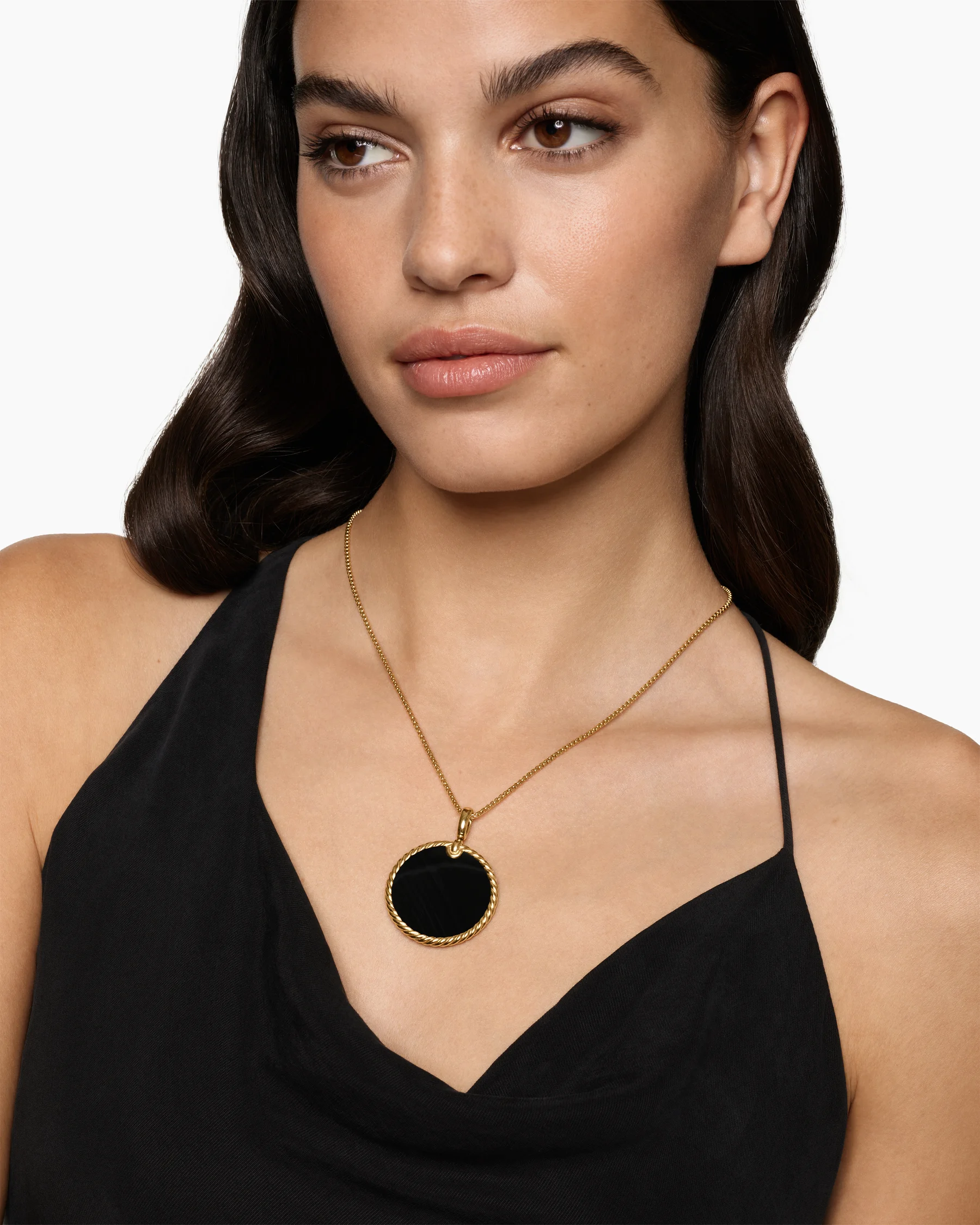 DY Elements® Disc Pendant in 18K Yellow Gold with Lapis, 32mm