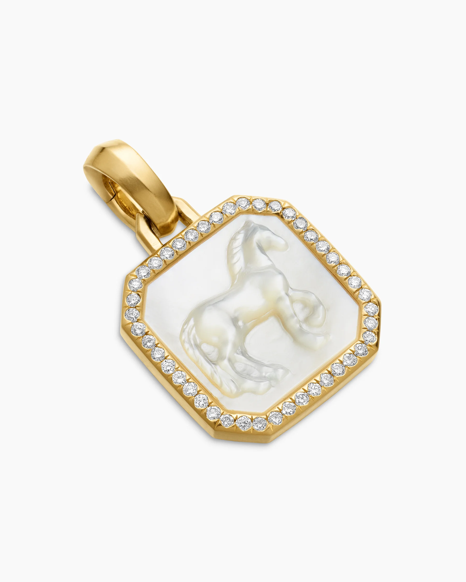 Petrvs® Horse Amulet in 18K Yellow Gold with Mother of Pearl and Diamonds, 16.4mm 3 Petrvs® Horse Amulet in 18K Yellow Gold with Mother of Pearl and Diamonds, 16.4mm