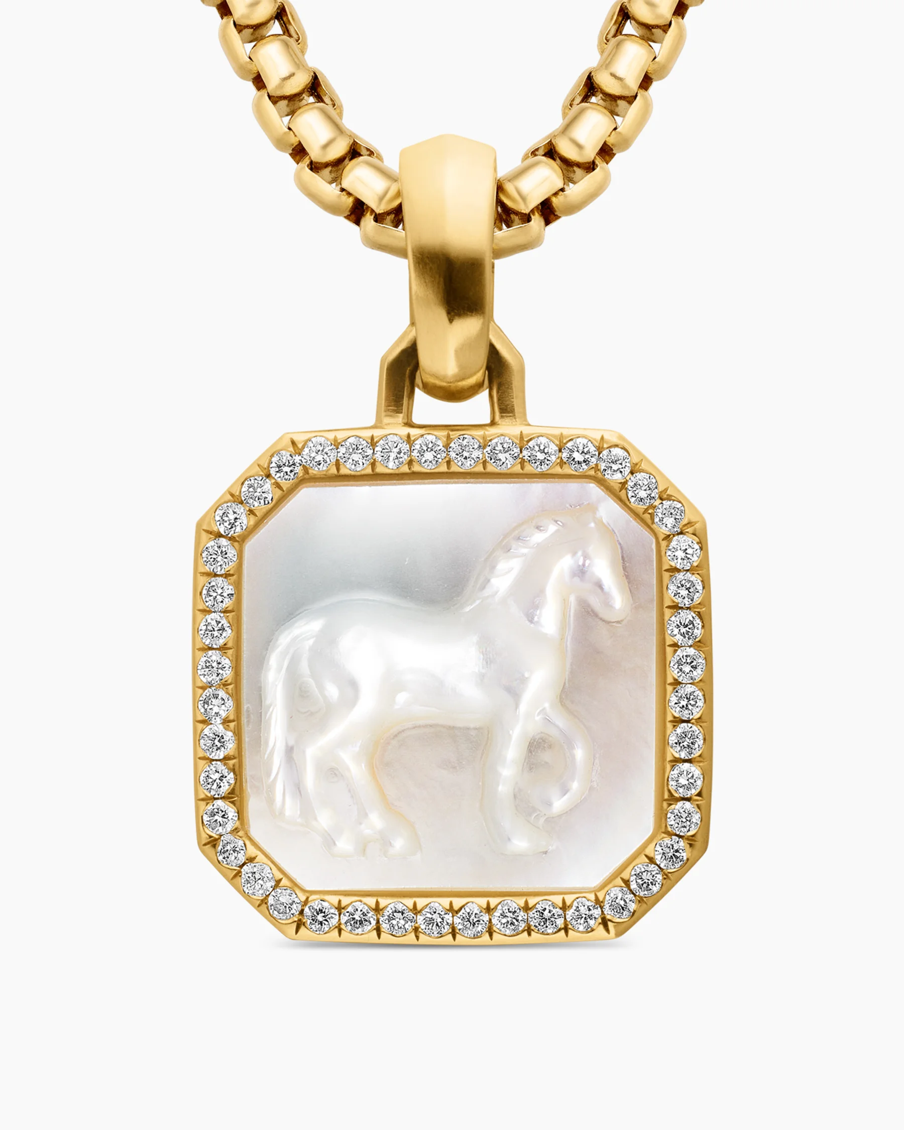 Petrvs® Horse Amulet in 18K Yellow Gold with Mother of Pearl and Diamonds, 16.4mm 5 Petrvs® Horse Amulet in 18K Yellow Gold with Mother of Pearl and Diamonds, 16.4mm