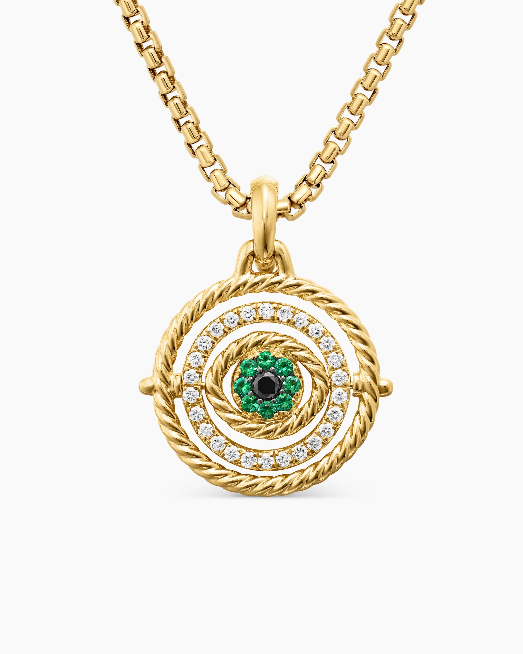 Evil Eye Mobile Amulet in 18K Yellow Gold with Pavé Emeralds and Diamonds, 20.5mm 14 Evil Eye Mobile Amulet in 18K Yellow Gold with Pavé Emeralds and Diamonds, 20.5mm