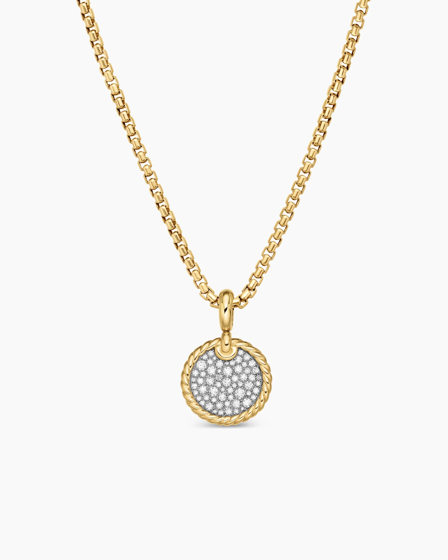 DY Elements® Disc Pendant in 18K Yellow Gold with Diamonds, 14mm