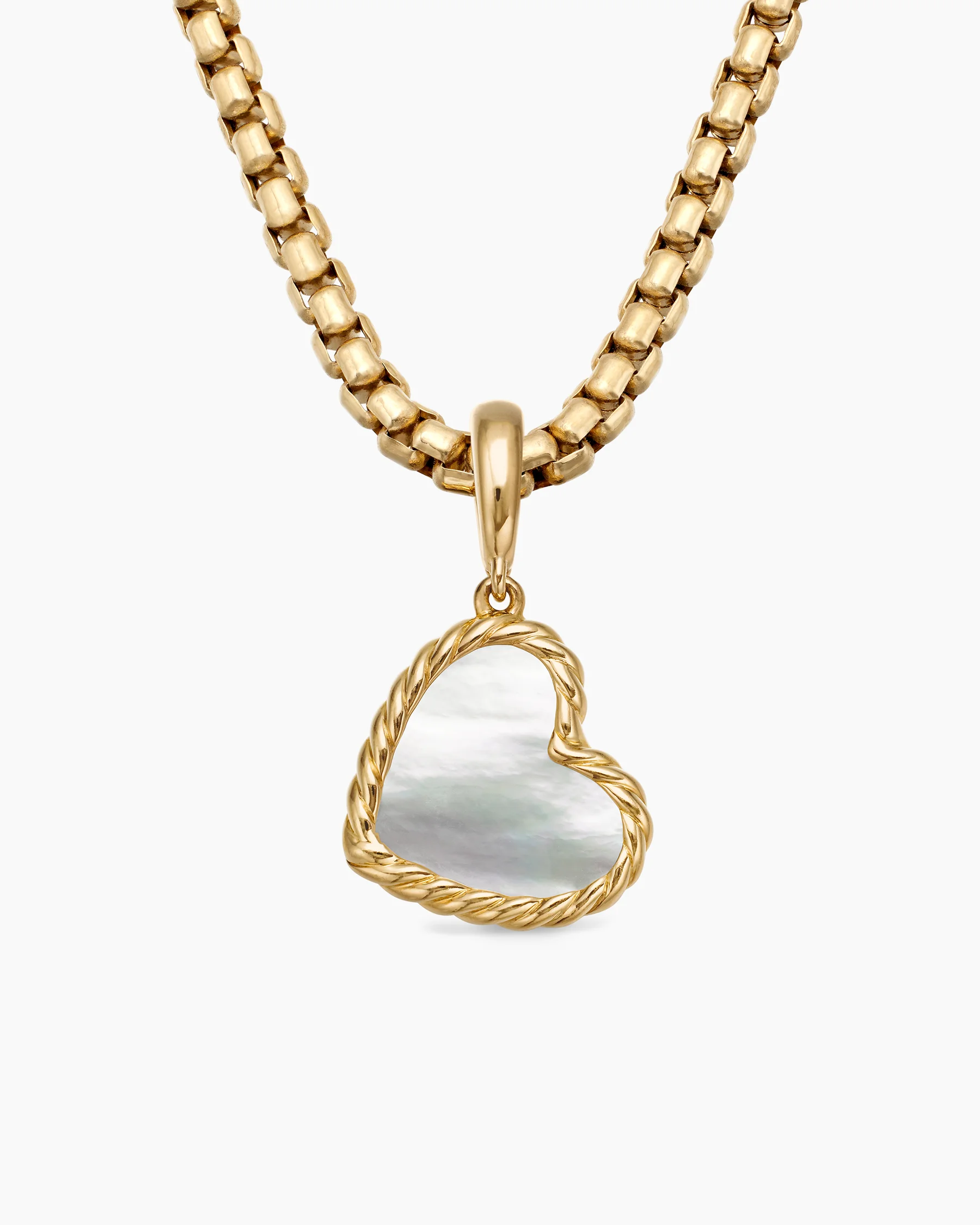 DY Elements® Heart Amulet in 18K Yellow Gold with Pink Opal, 15.2mm