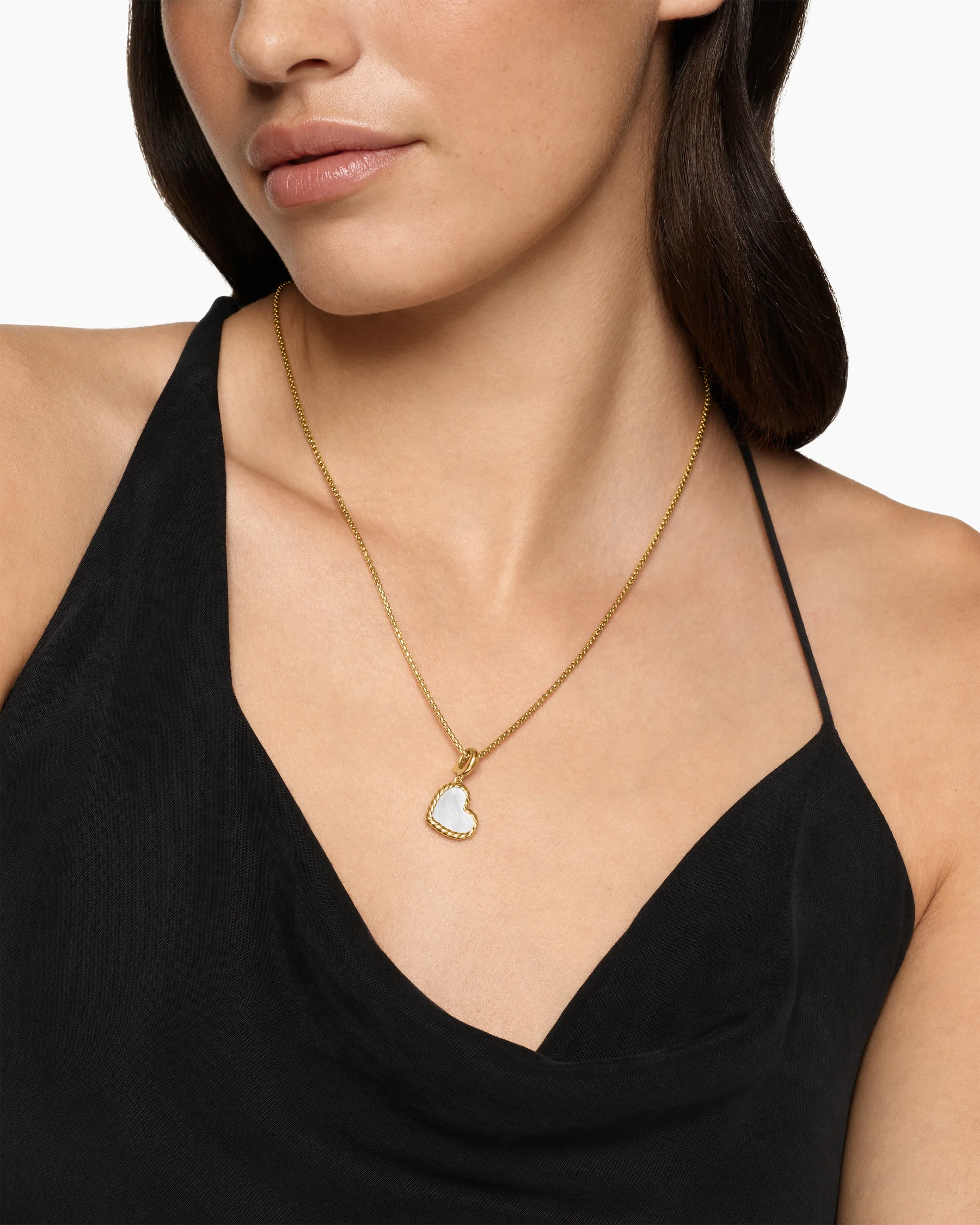DY Elements® Heart Amulet in 18K Yellow Gold with Pink Opal, 15.2mm