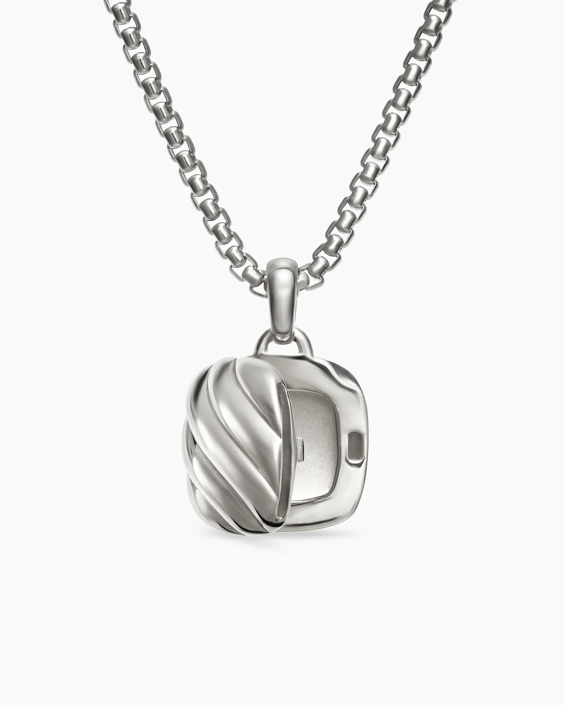 Sculpted Cable Square Locket in Sterling Silver, 14.5mm 6 Sculpted Cable Square Locket in Sterling Silver, 14.5mm